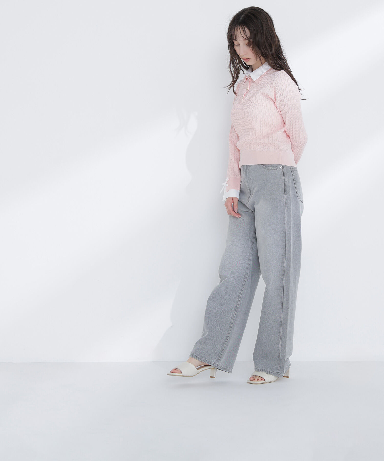  「シャツドッキングケーブルニット」|ニット・セーター|