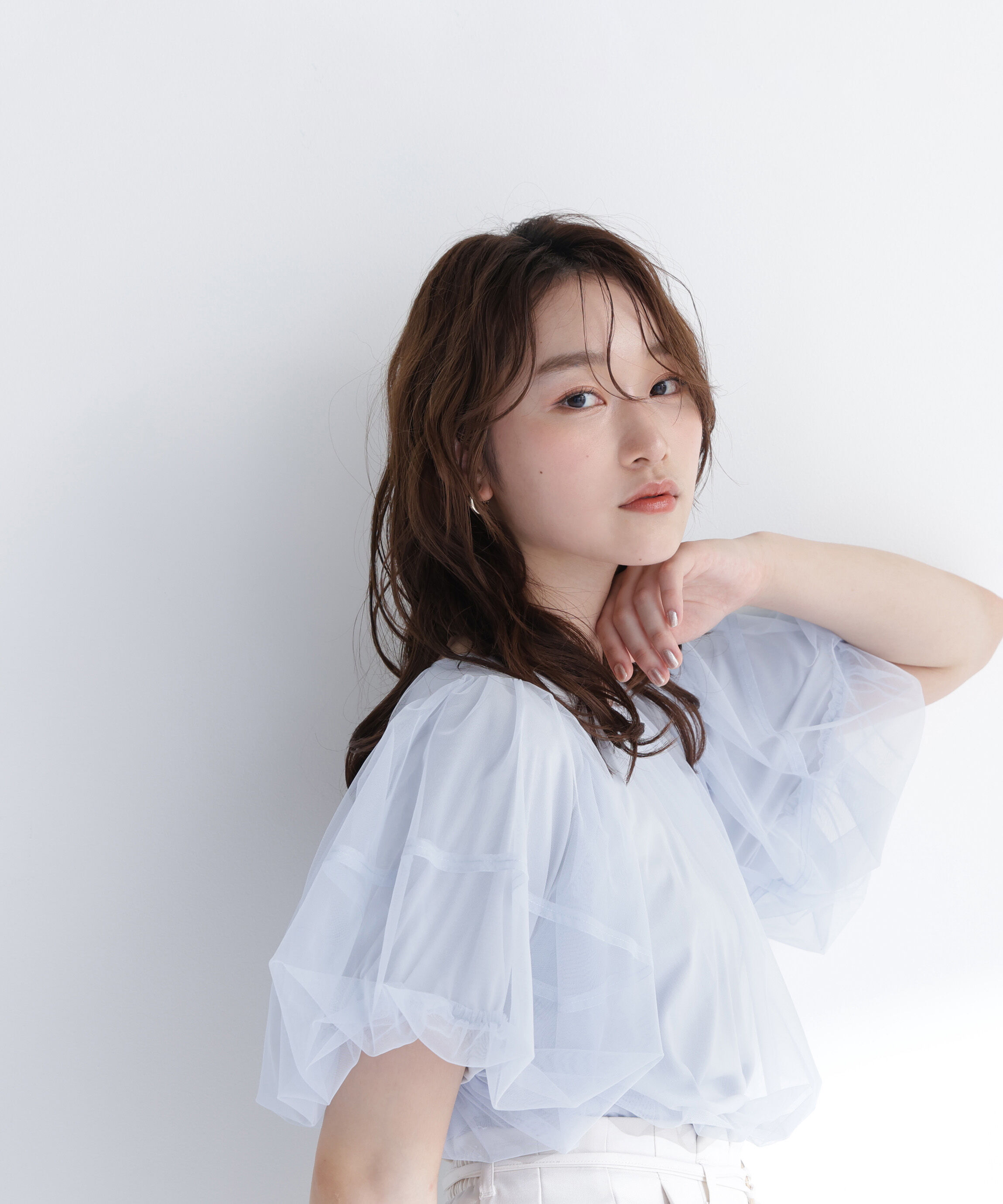  「チュールレイヤードトップス」|Tシャツ・カットソー|ブルー