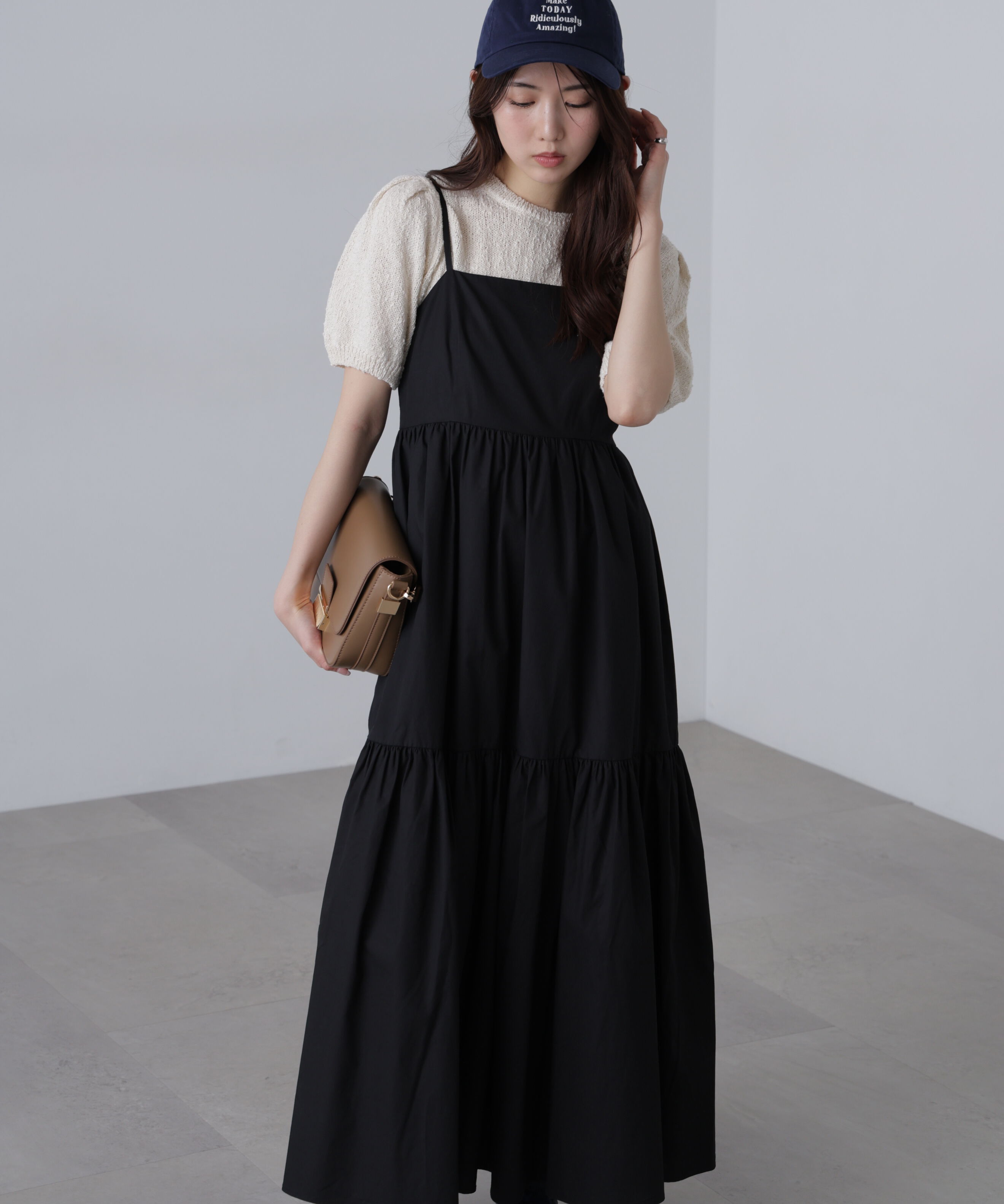 「ティアードキャミソールワンピース」|ワンピース|ブラック