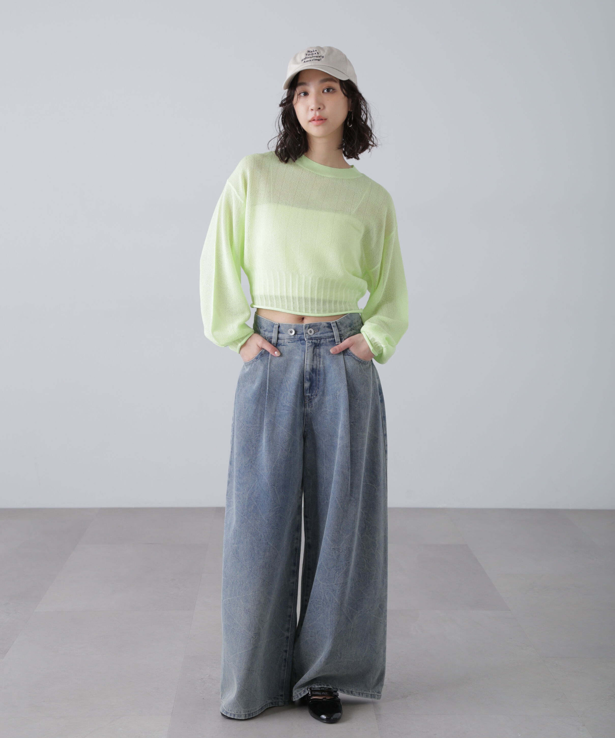  「クリンクル加工タックワイドデニムパンツ」|その他|