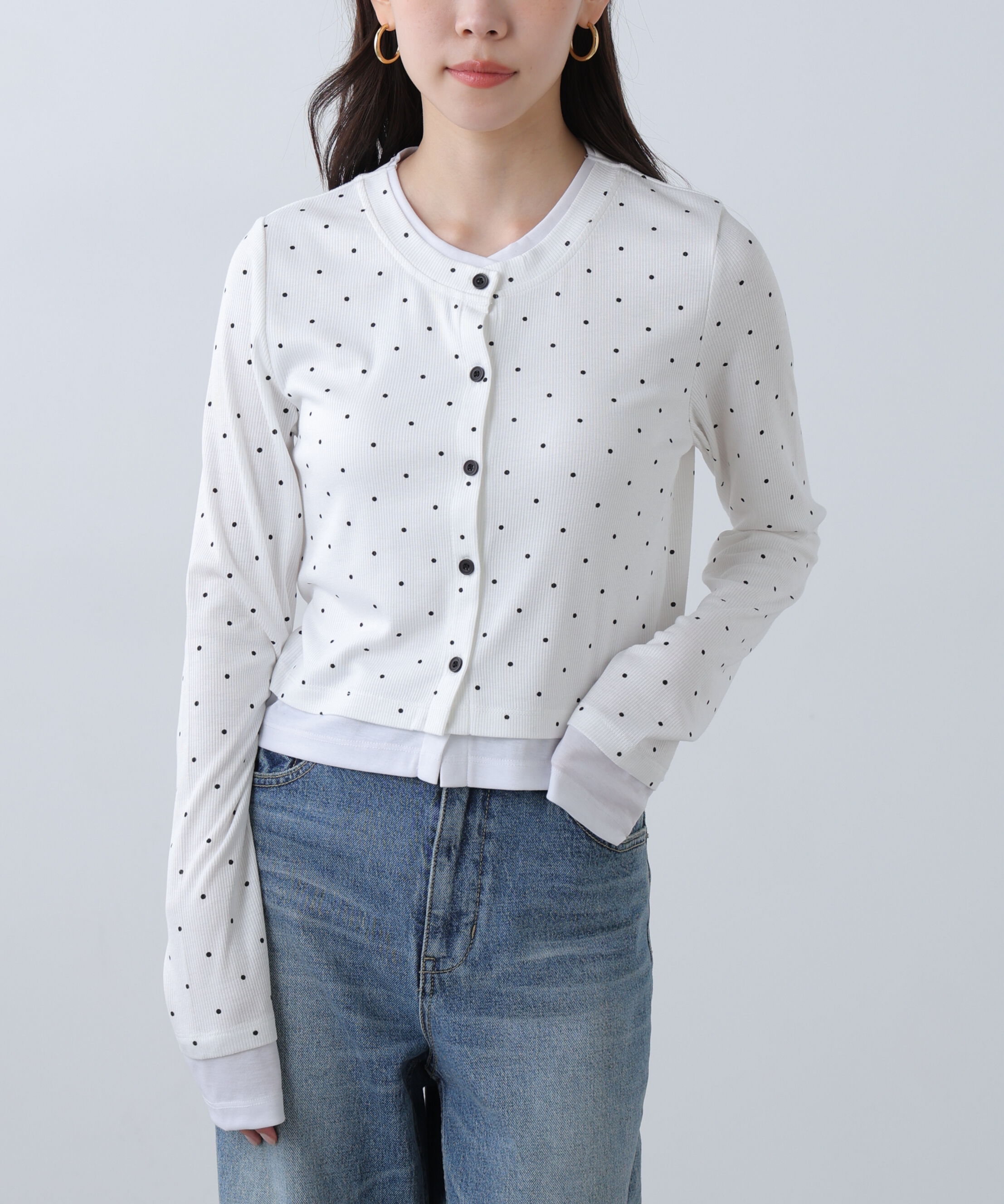  「レイヤード風カットソーカーディガン」|Tシャツ・カットソー|