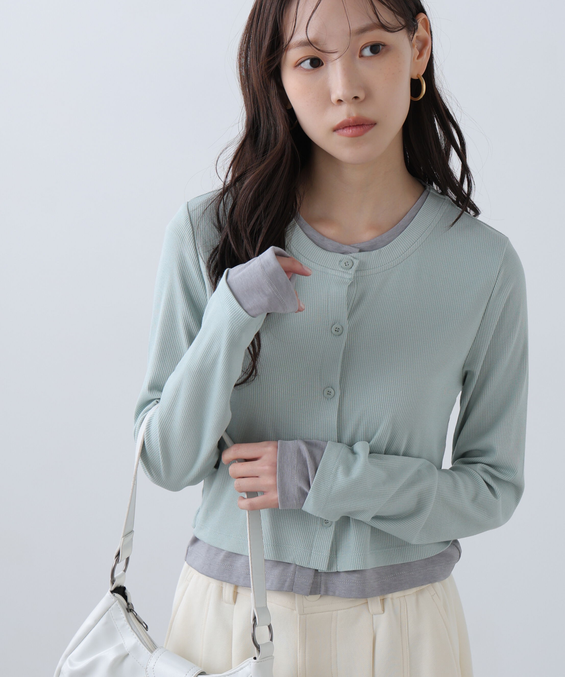  「レイヤード風カットソーカーディガン」|Tシャツ・カットソー|