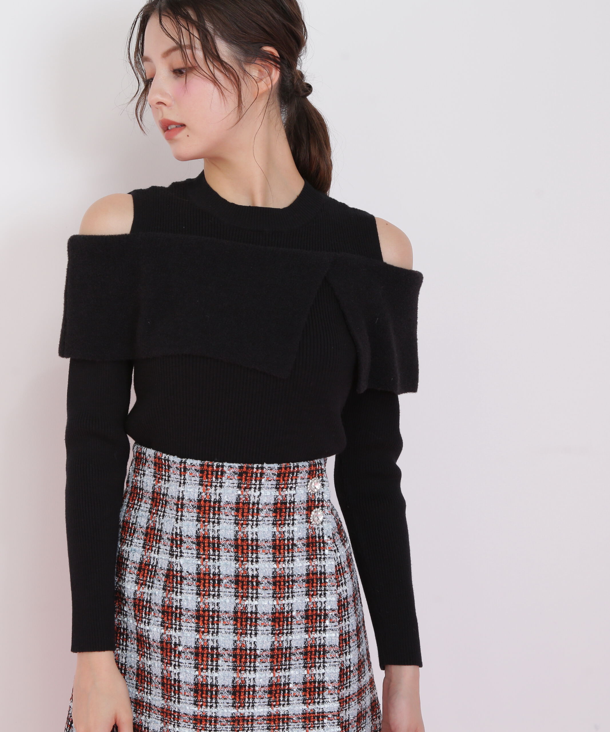  「ミニフェザーケープニット」|ニット・セーター|