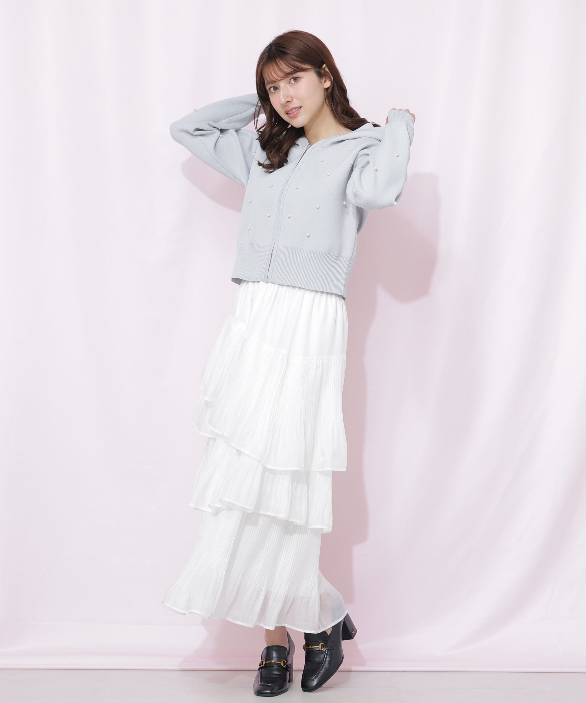  「ランダムパールニットフーディー」|ニット・セーター|