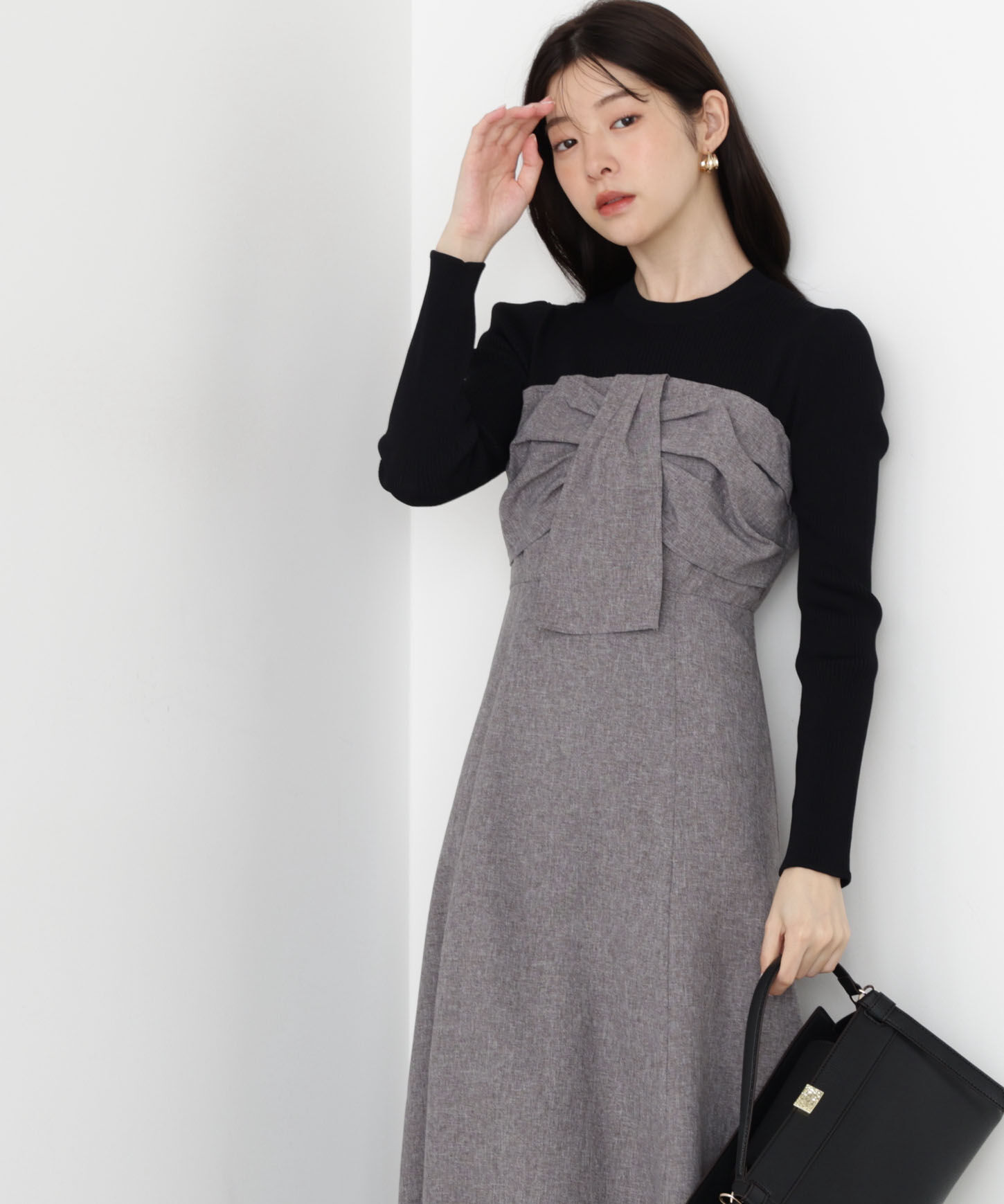 PROPORTION BODY DRESSING「フロントリボンドッキングワンピース 25AW」|ワンピース|