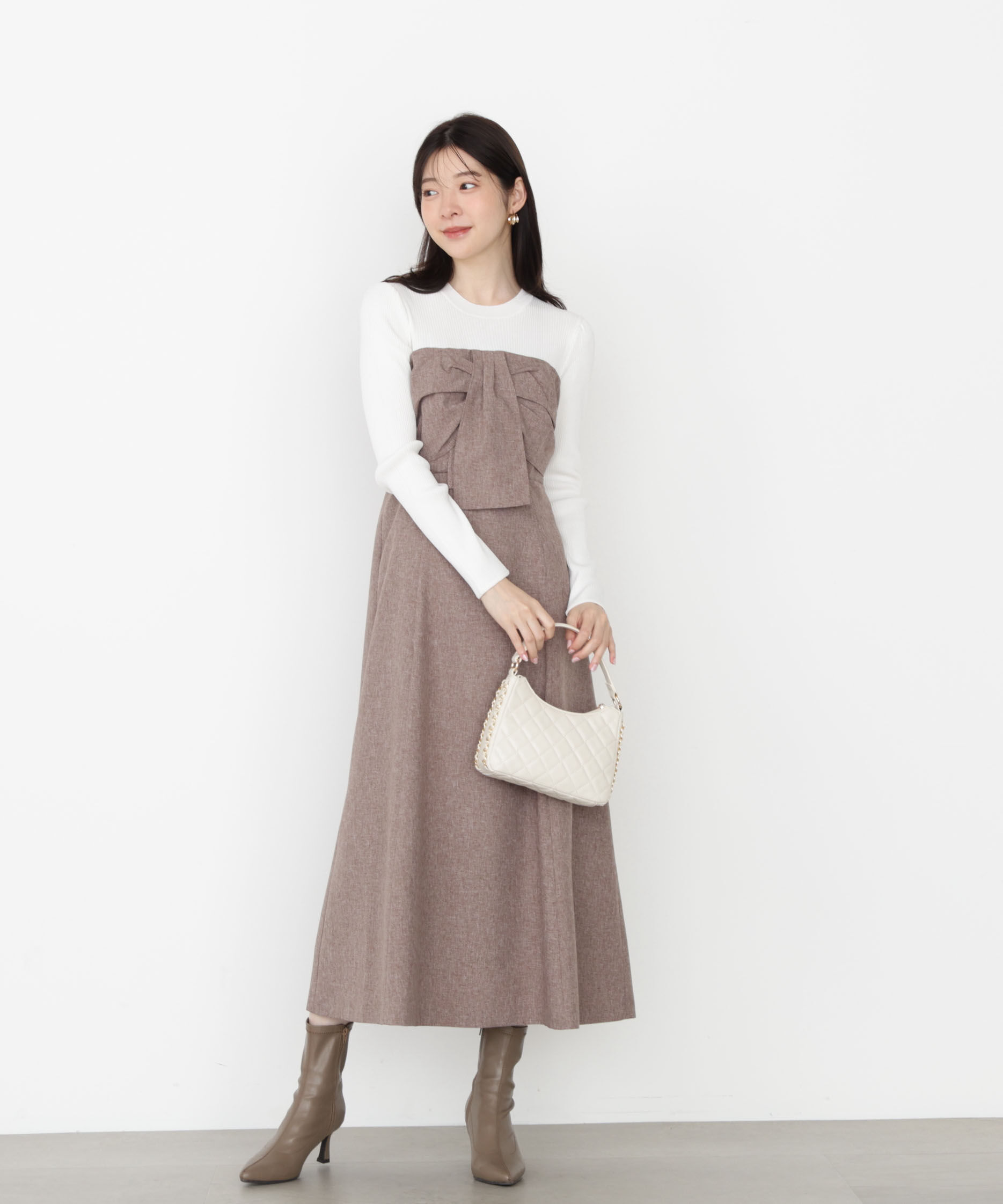 PROPORTION BODY DRESSING「フロントリボンドッキングワンピース 25AW」|ワンピース|