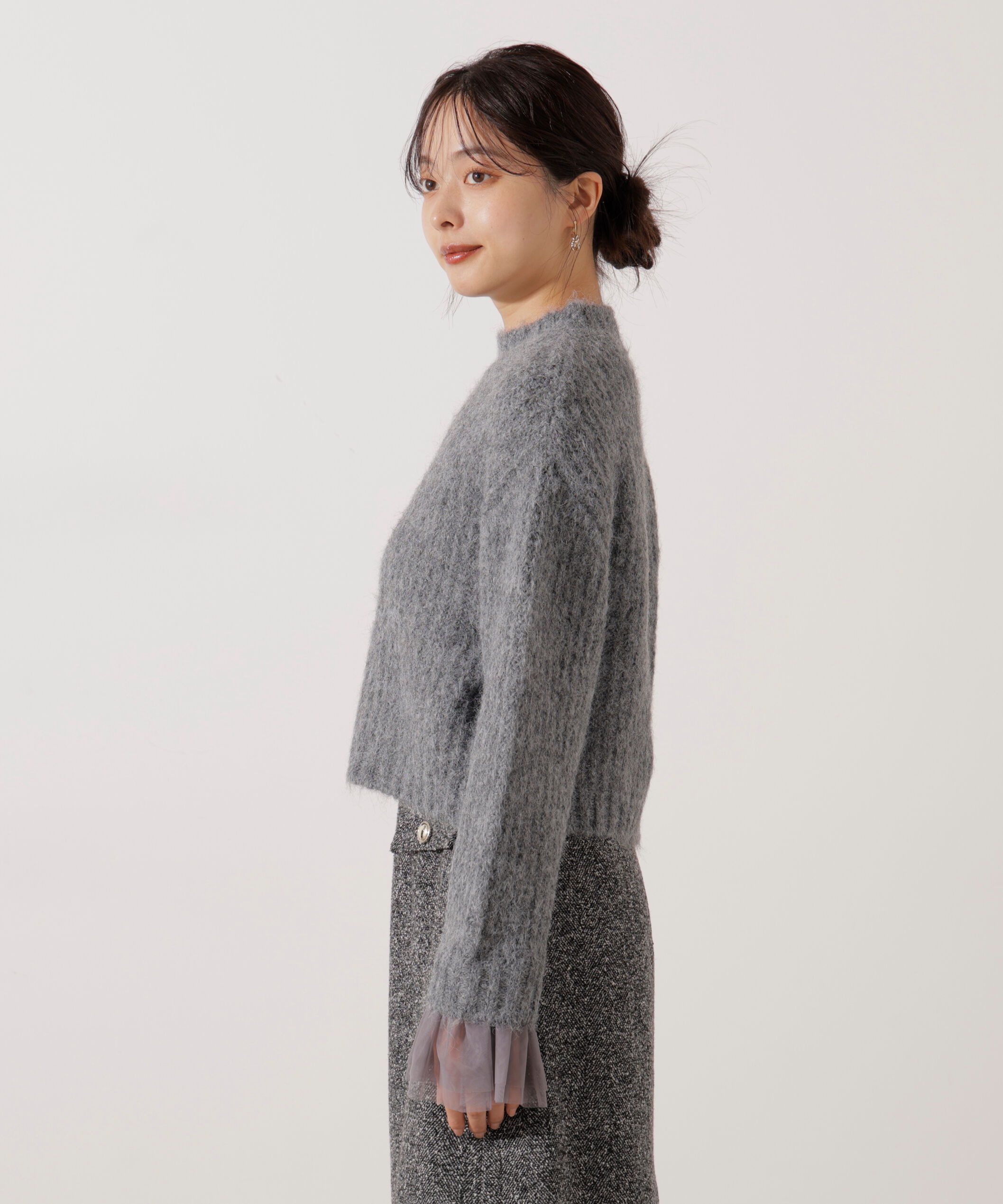 PROPORTION BODY DRESSING「<ウォッシャブル>チュールスリーブボックスニット」|ニット・セーター|