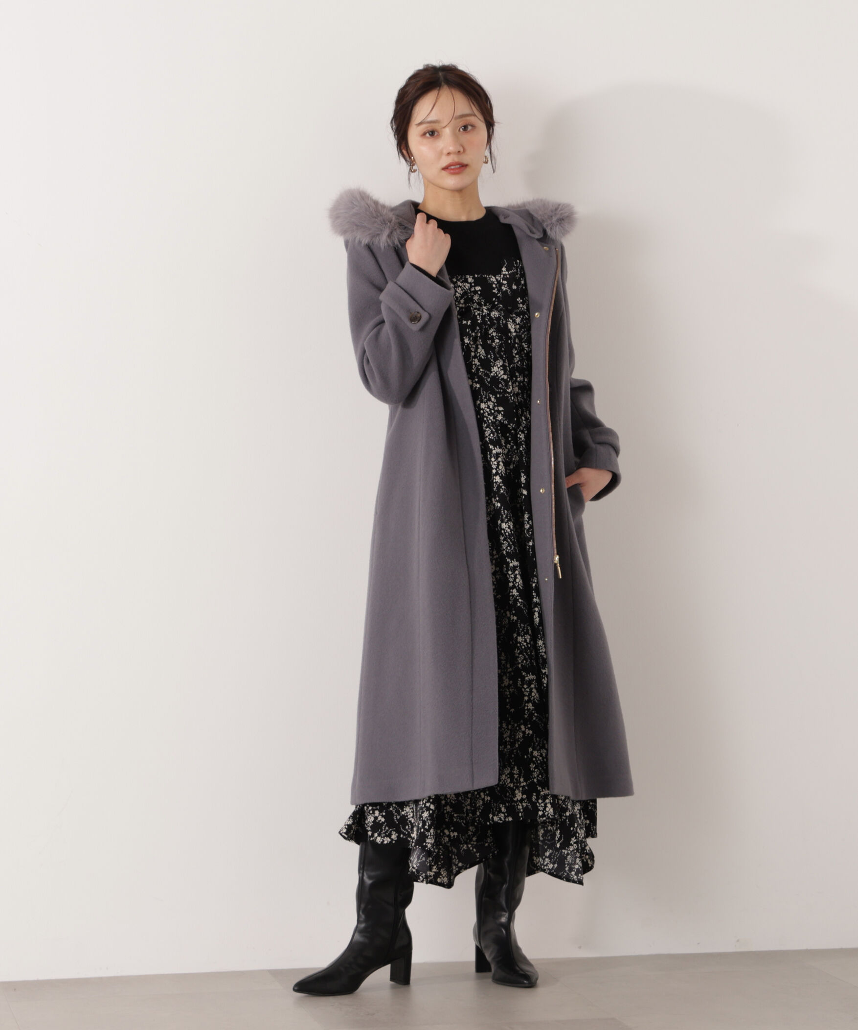 PROPORTION BODY DRESSING「フロントリボン花柄ドッキングワンピース　26SS」|ワンピース|