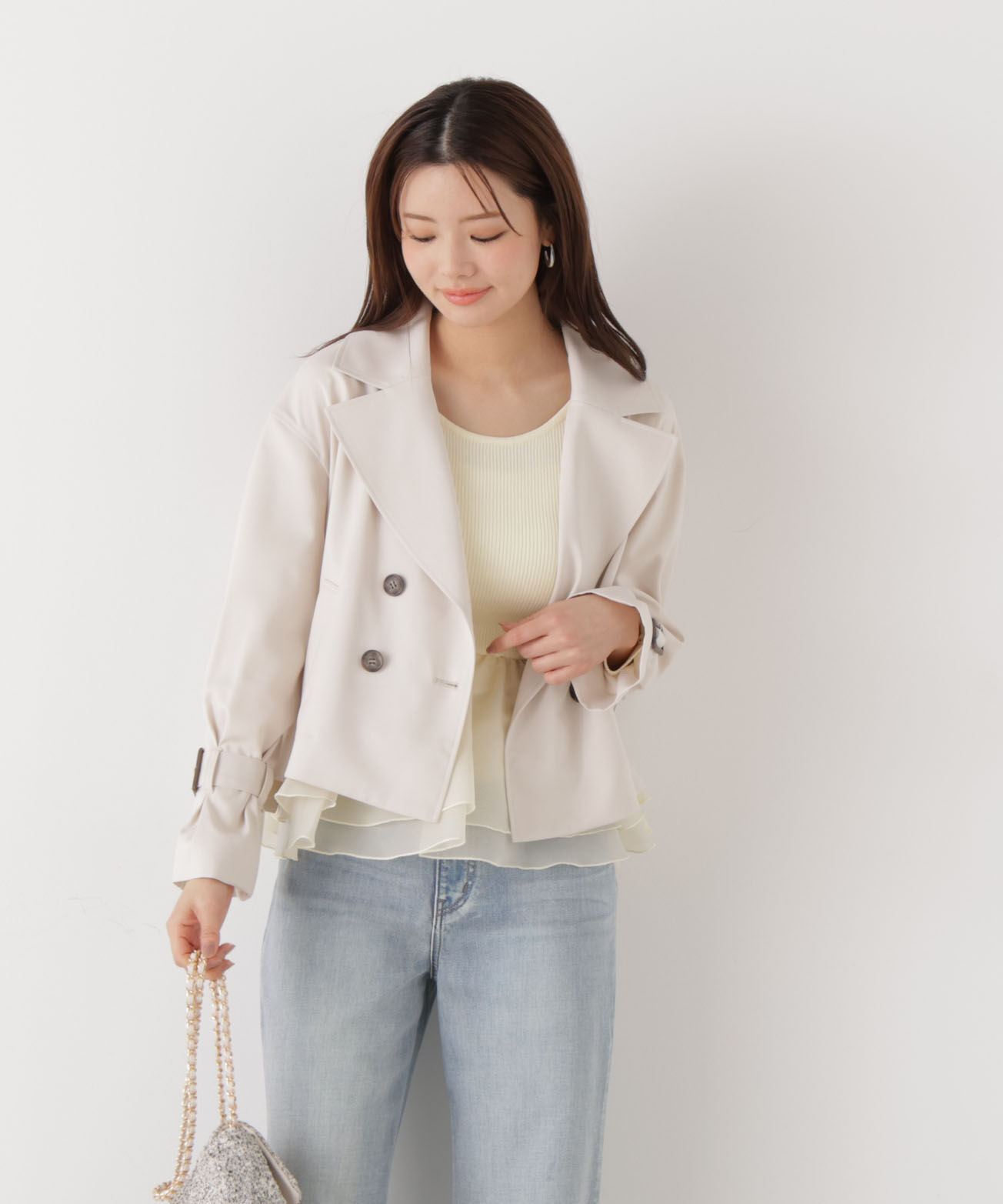 PROPORTION BODY DRESSING「＜防シワ/花粉リリース＞ショートトレンチコート」|ブルゾン・スタジャン|