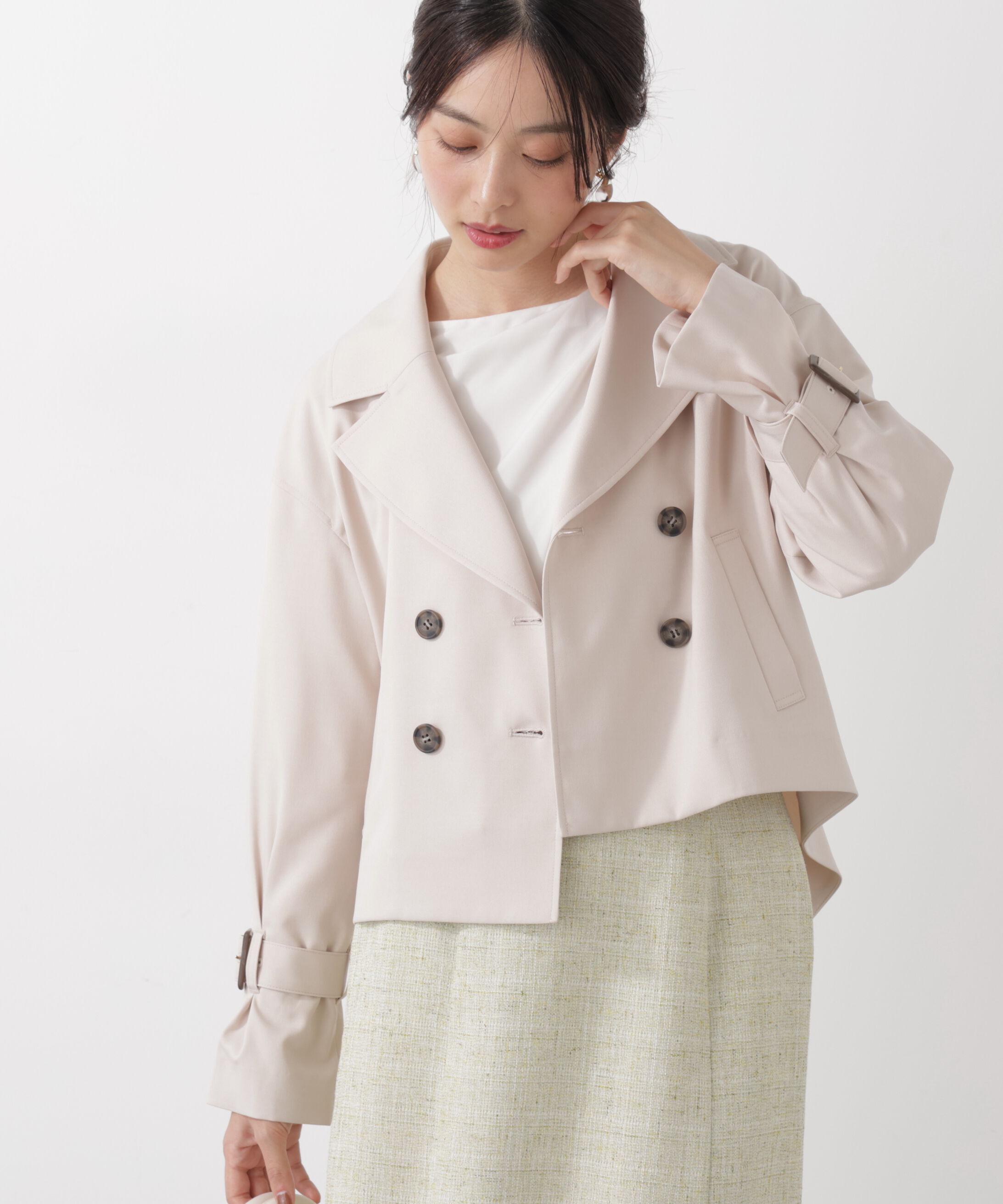 PROPORTION BODY DRESSING「＜防シワ/花粉リリース＞ショートトレンチコート」|ブルゾン・スタジャン|