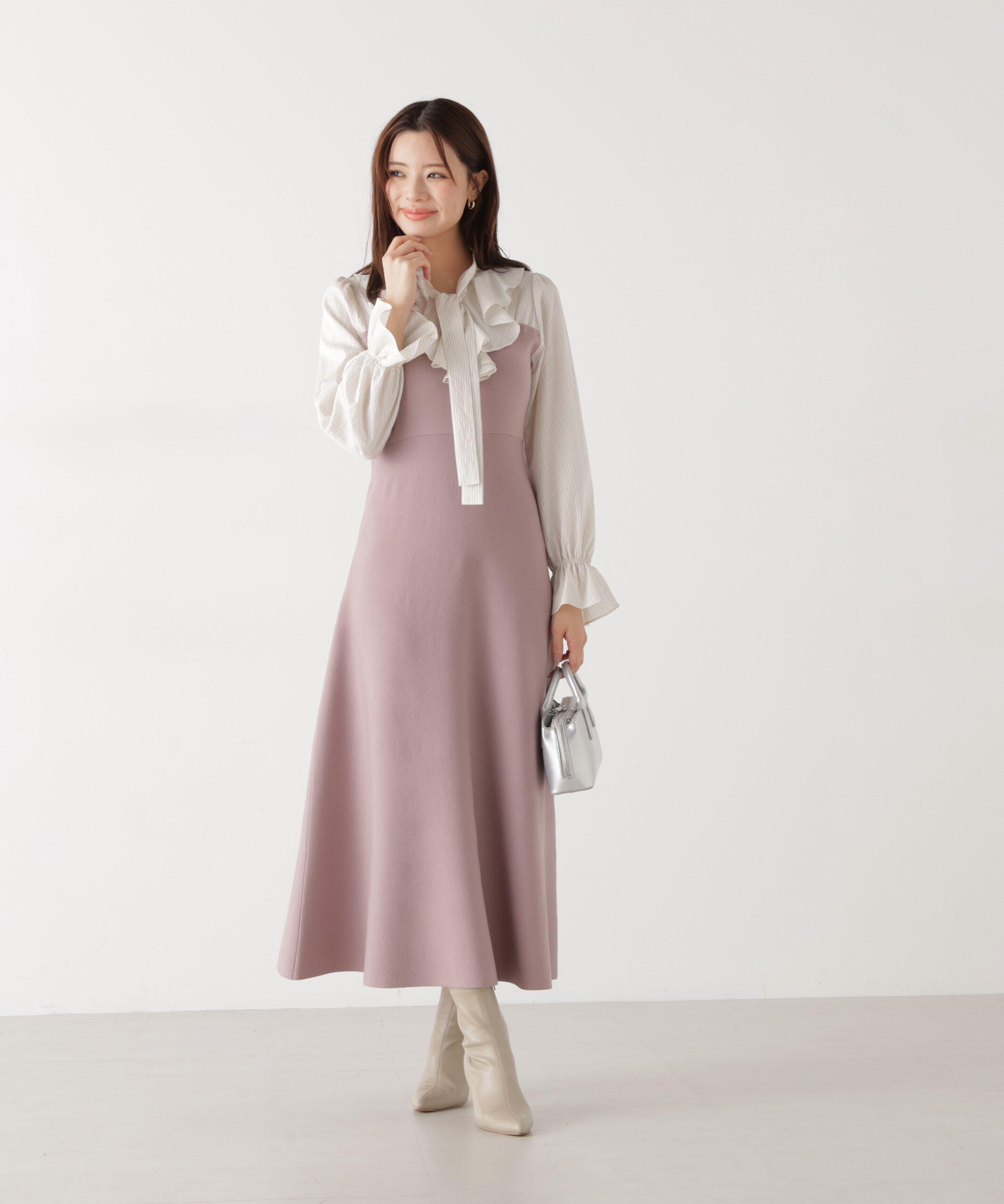 PROPORTION BODY DRESSING「《EDIT COLOGNE》ラッフルタイドッキングワンピース　26SS」|ワンピース|