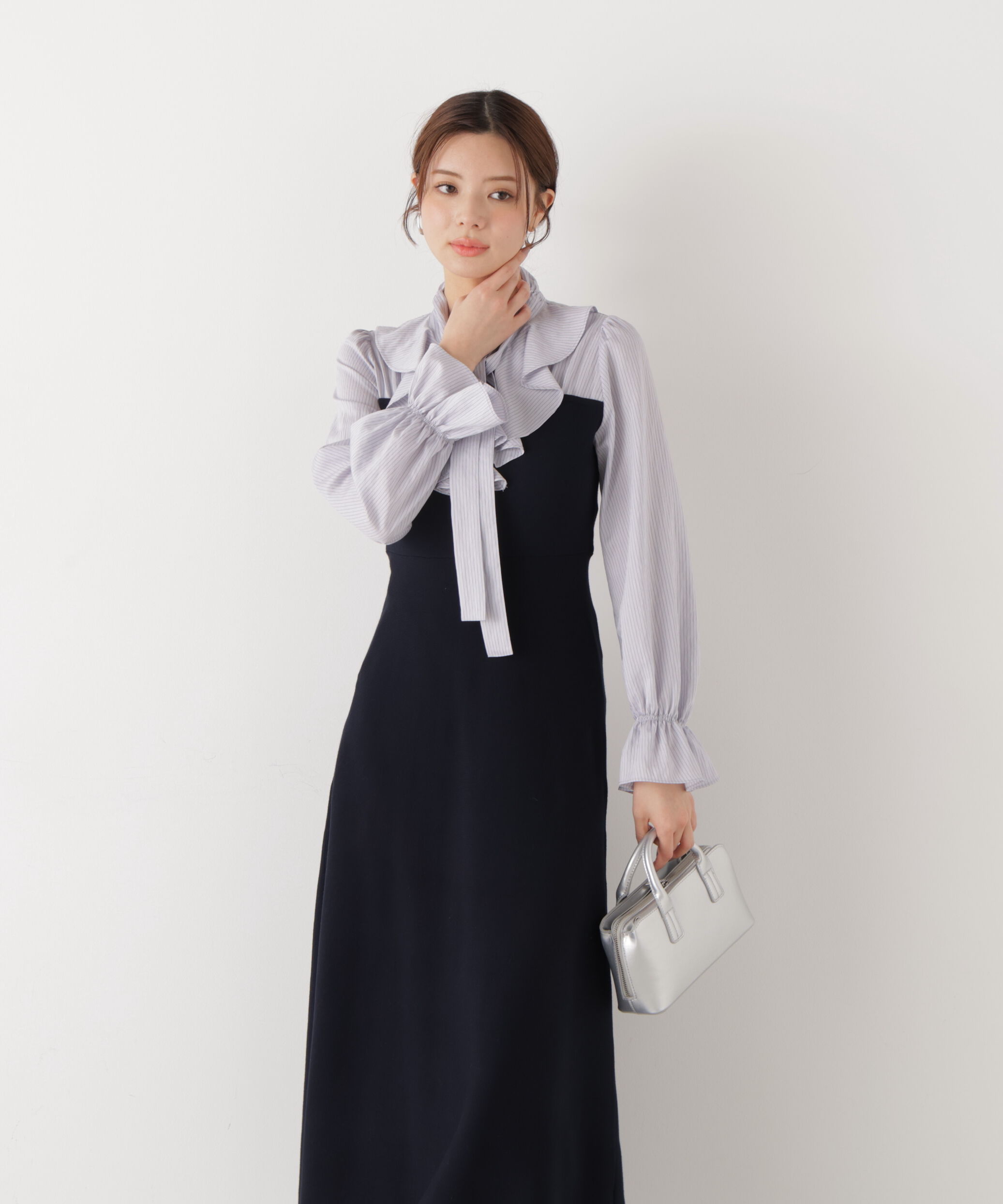 PROPORTION BODY DRESSING「《EDIT COLOGNE》ラッフルタイドッキングワンピース　26SS」|ワンピース|