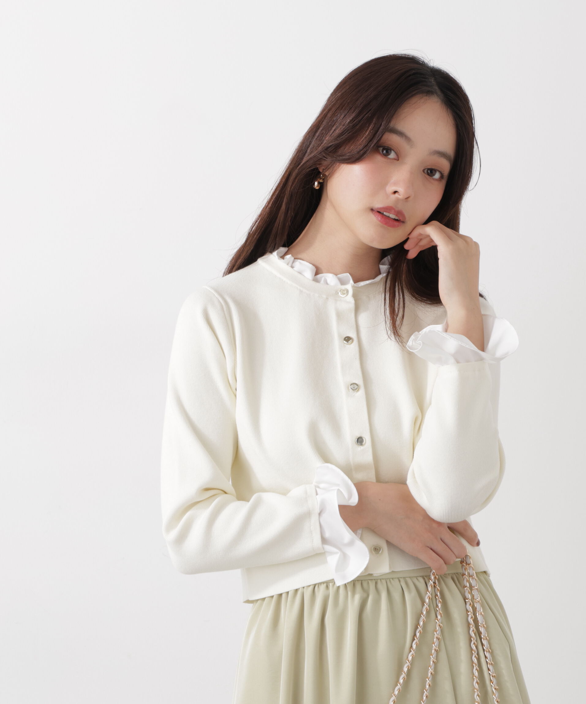 PROPORTION BODY DRESSING「フリルショートカーディガン　26SS」|カーディガン|