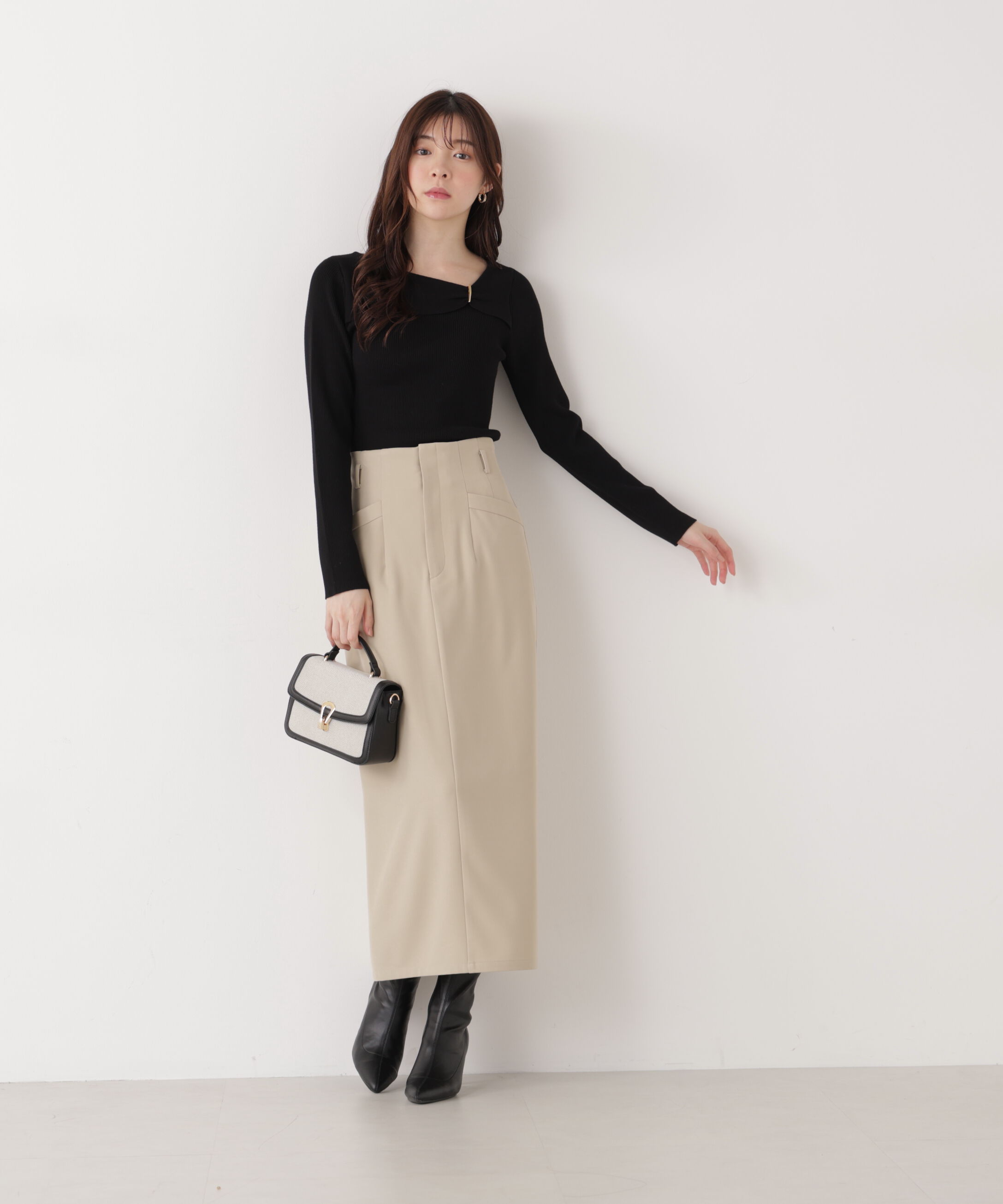 PROPORTION BODY DRESSING「バー付きアシメリブニット　　26SS」|ニット・セーター|