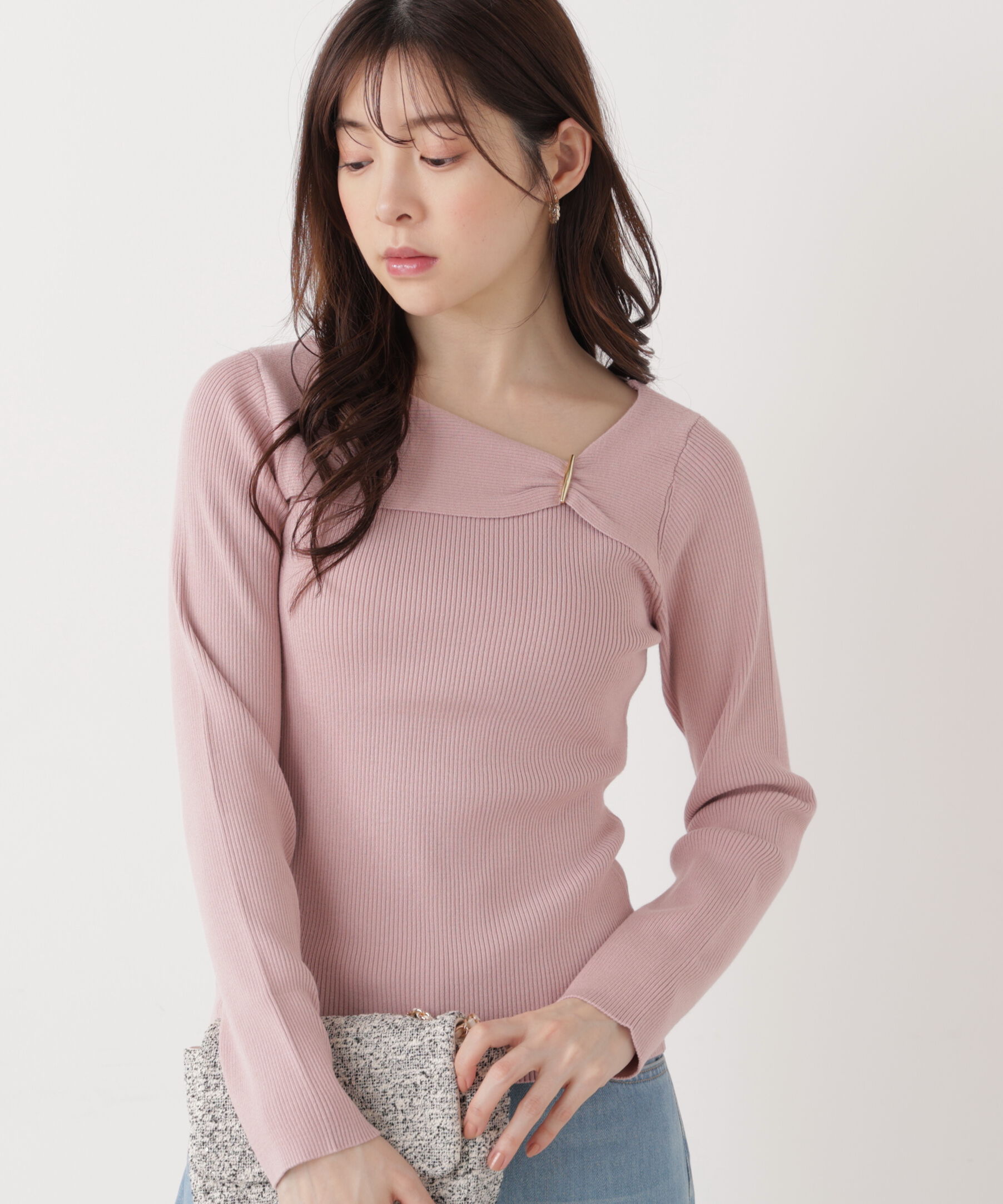 PROPORTION BODY DRESSING「バー付きアシメリブニット　　26SS」|ニット・セーター|