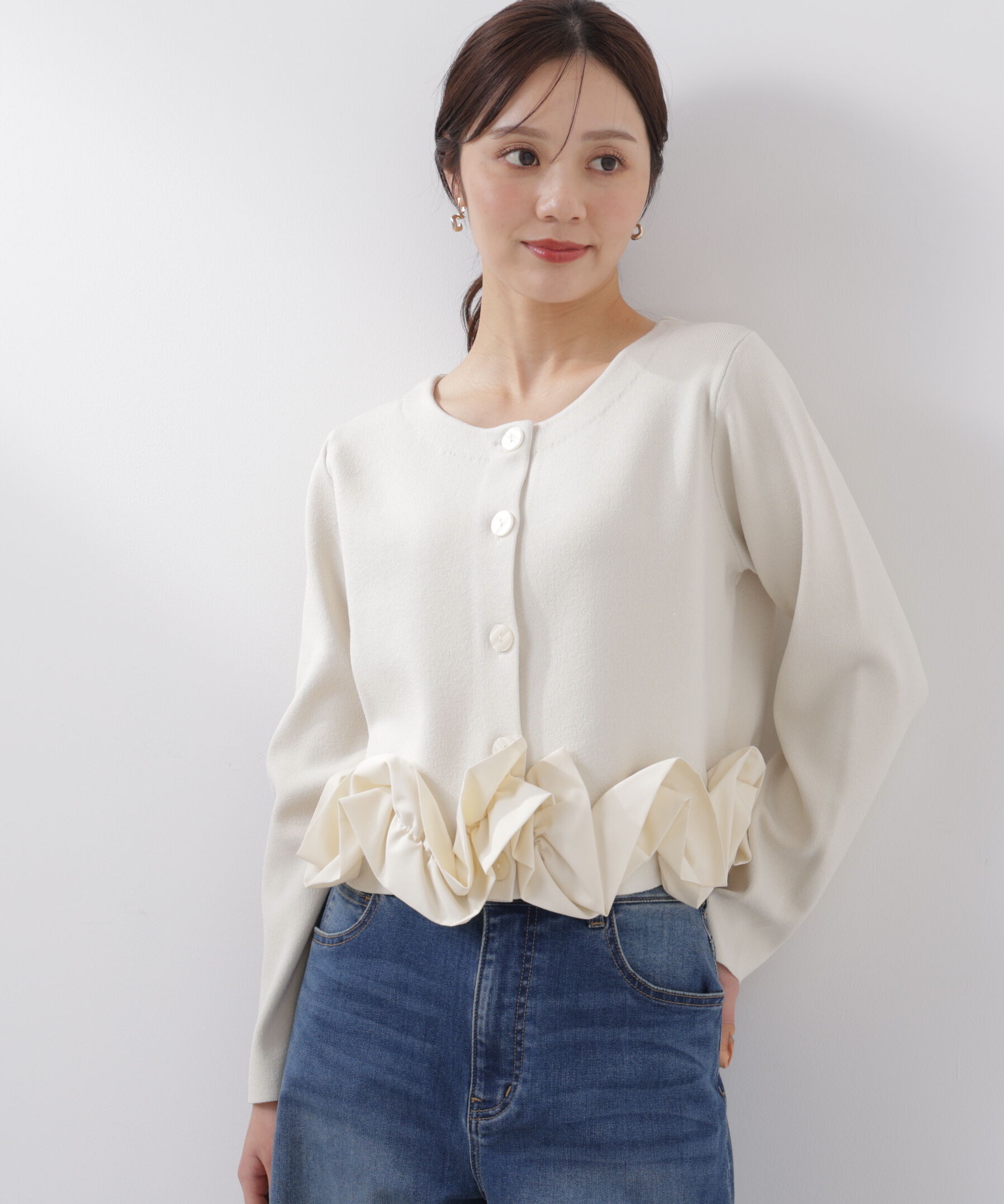 PROPORTION BODY DRESSING「〈a/mie〉ホイップペプラムニット　26SS」|カーディガン|イエロー