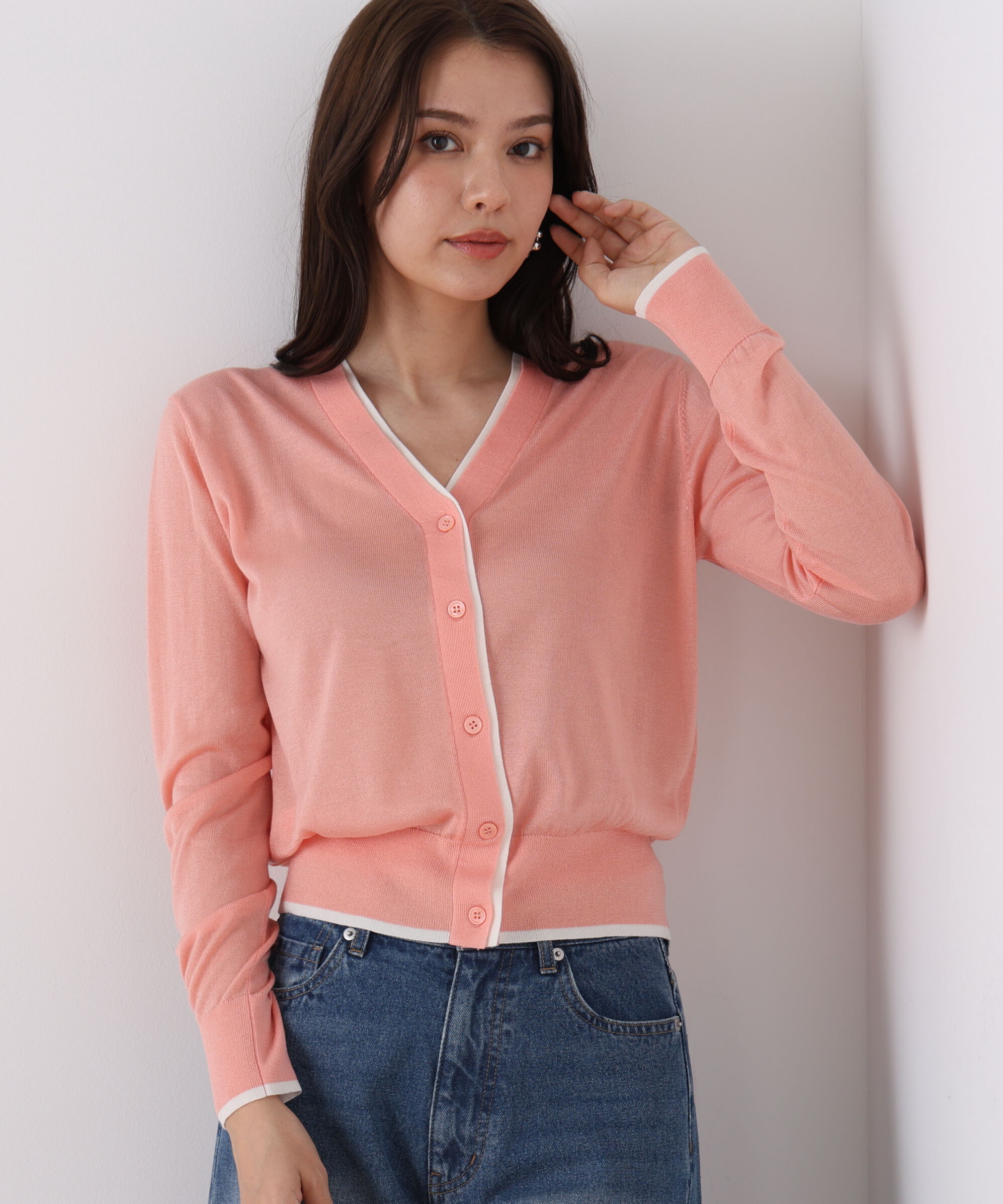  「Ｖネックパレットニットカーディガン」|その他|ピンク