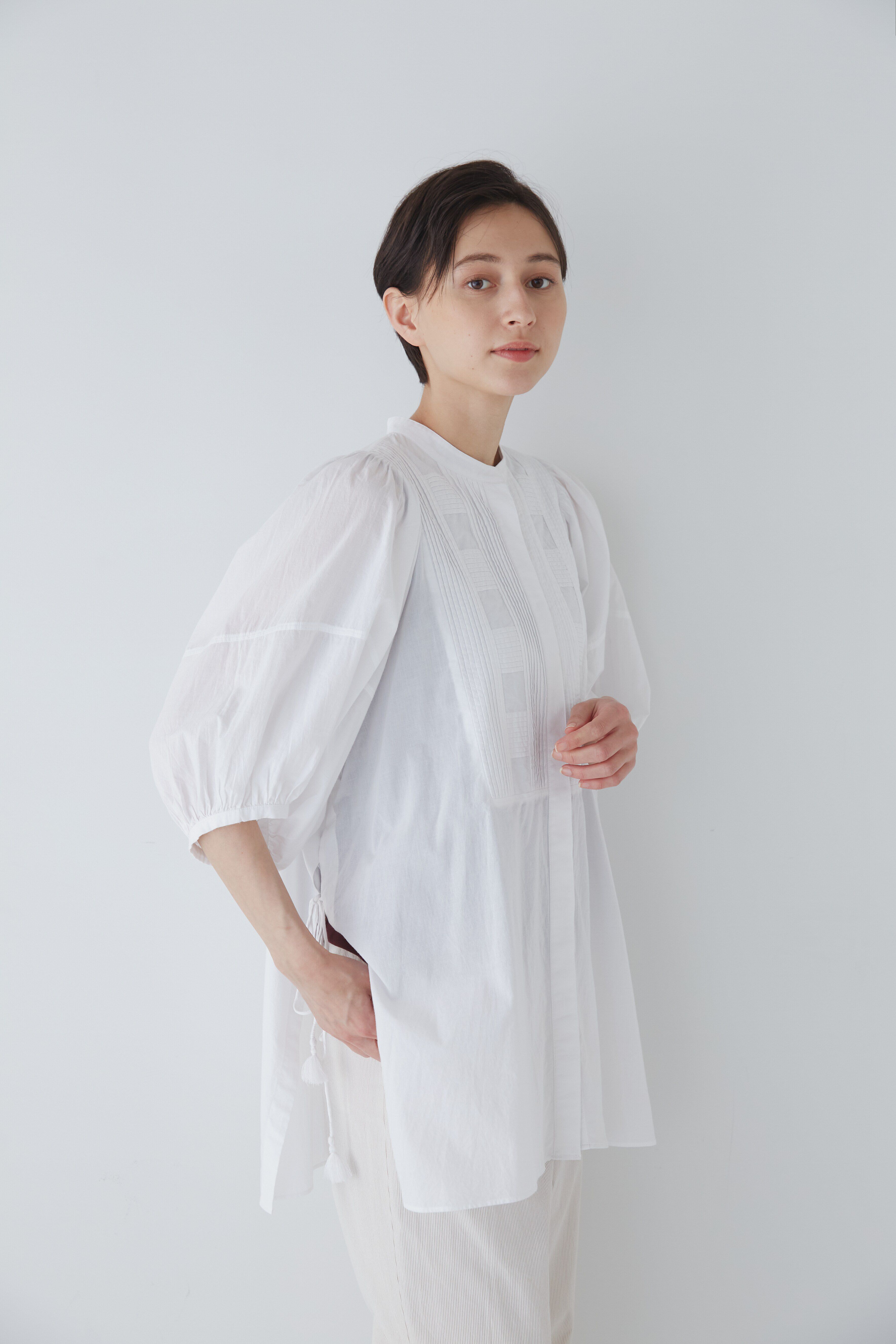  「◆フロントピンタックロングブラウス」|シャツ・ブラウス|