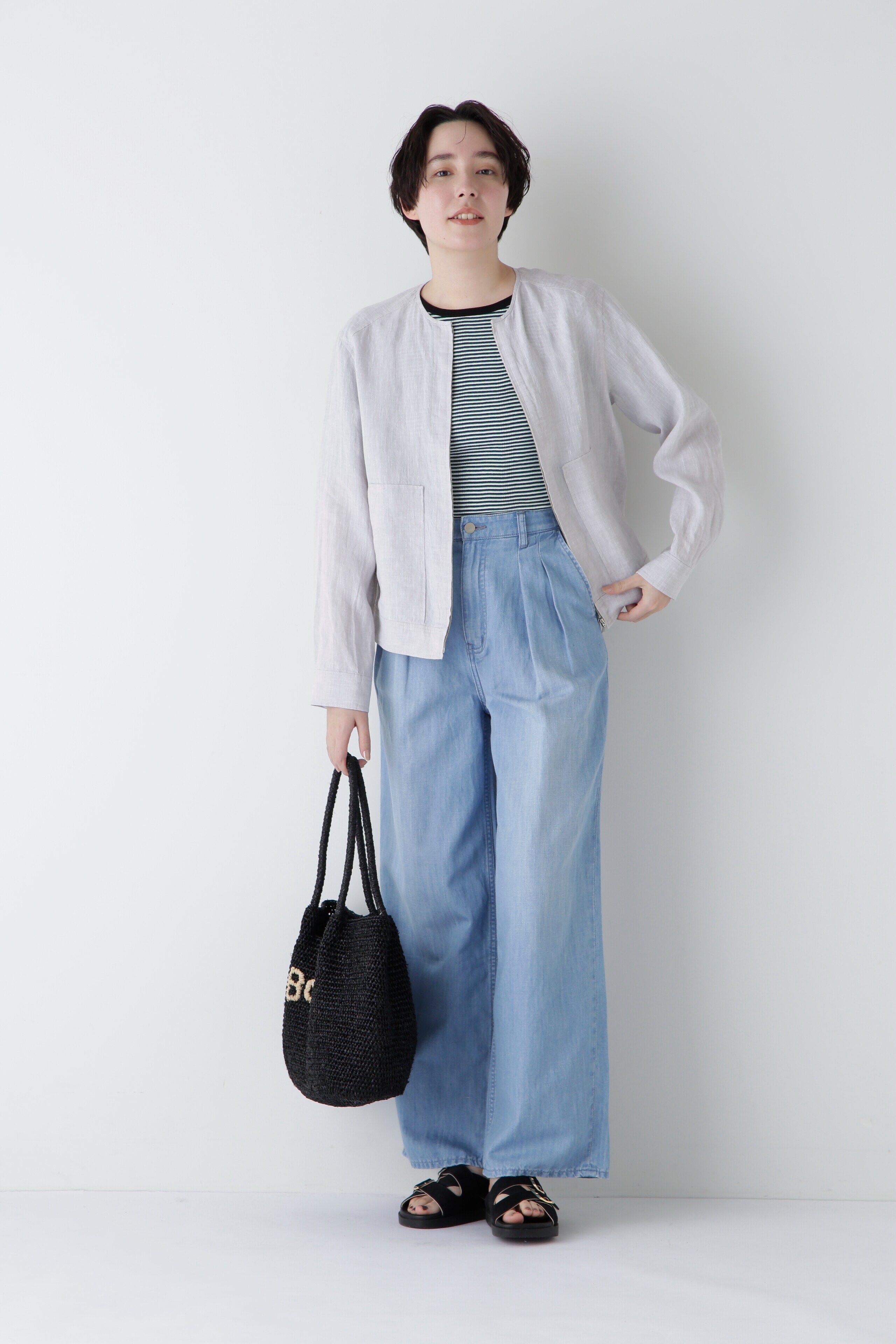  「◆ハードマンリネンノーカラージップブルゾン」|ブルゾン・スタジャン|