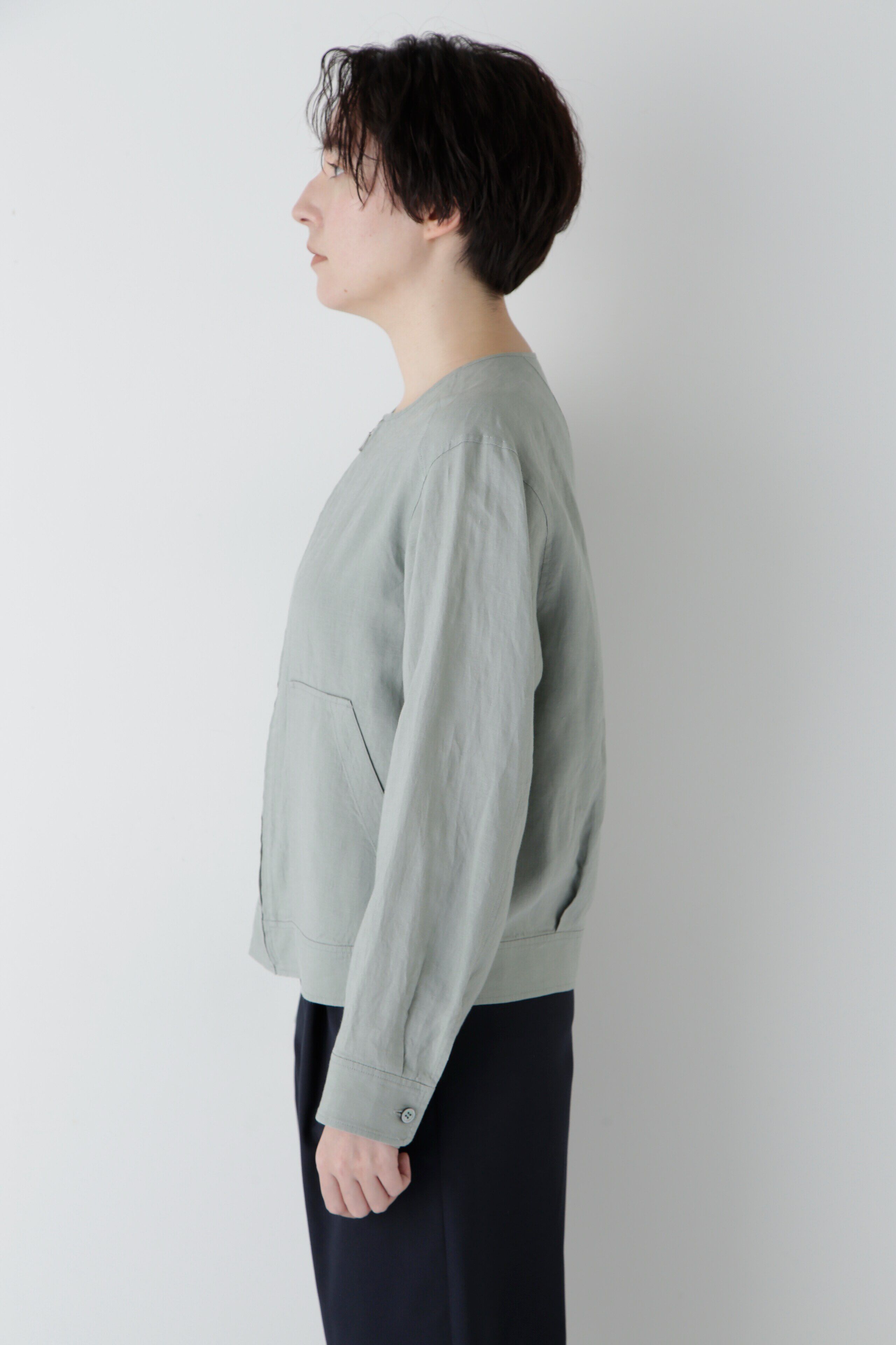  「◆ハードマンリネンノーカラージップブルゾン」|ブルゾン・スタジャン|