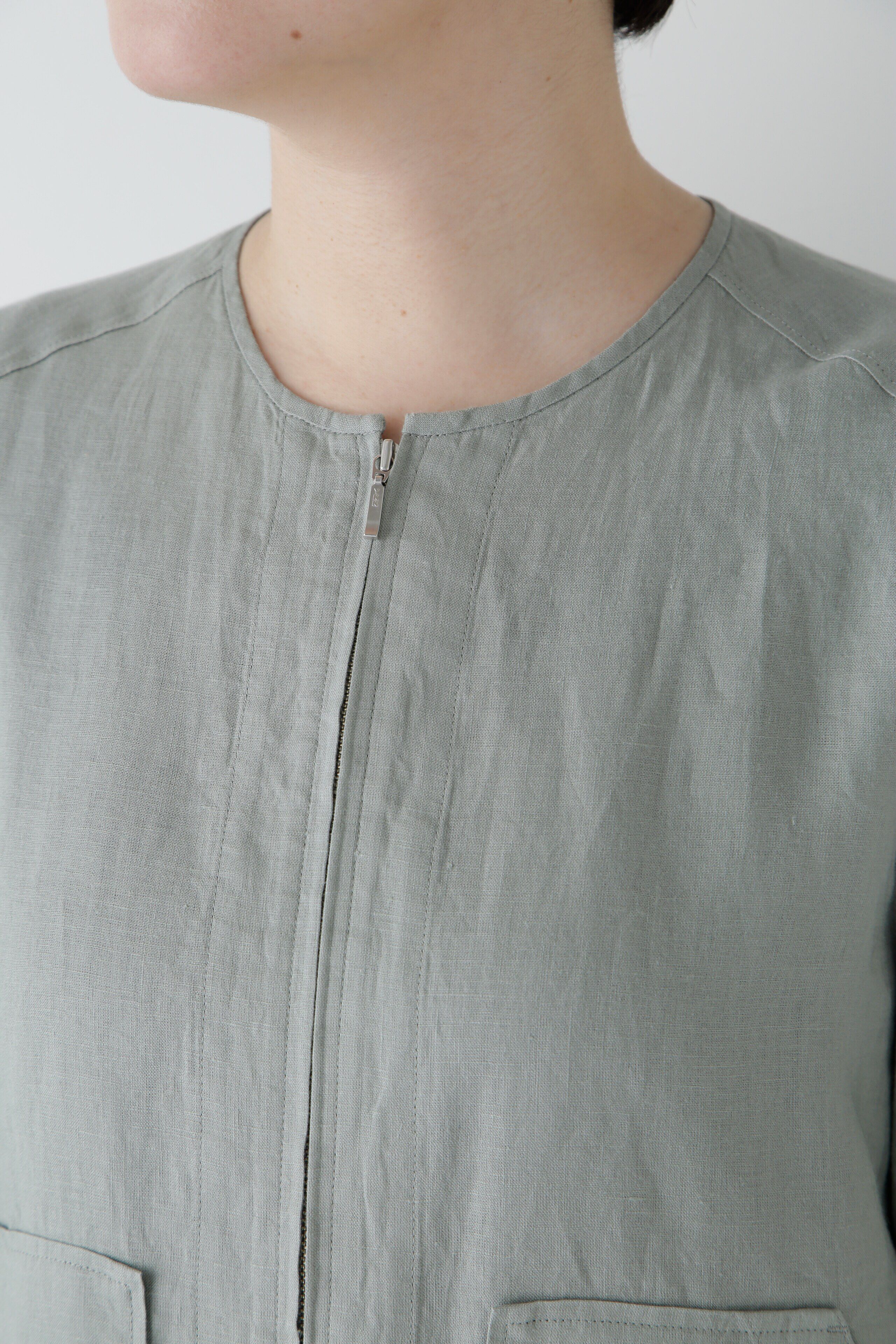  「◆ハードマンリネンノーカラージップブルゾン」|ブルゾン・スタジャン|