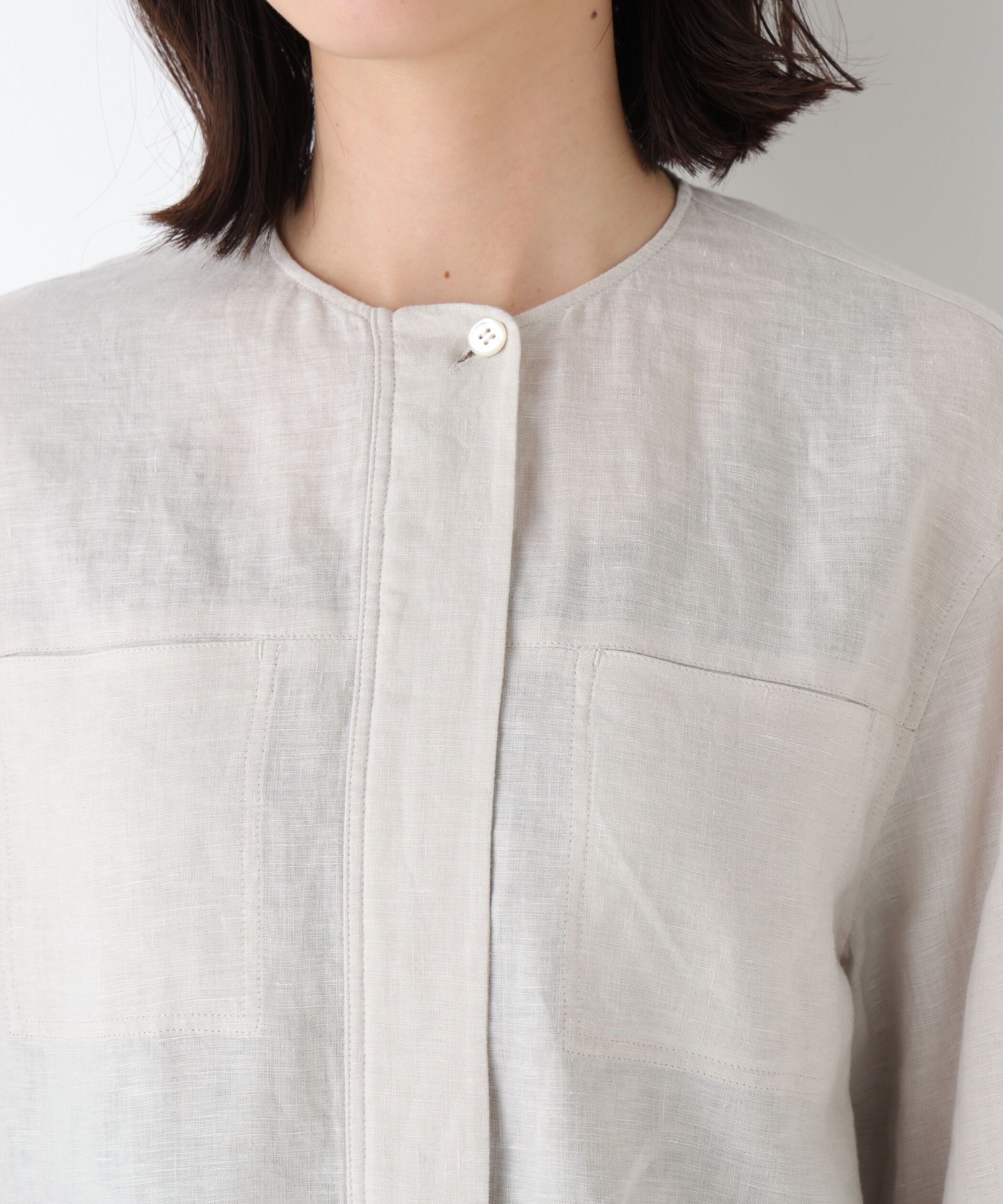  「◆ハードマンリネンノーカラーブルゾン」|ブルゾン・スタジャン|