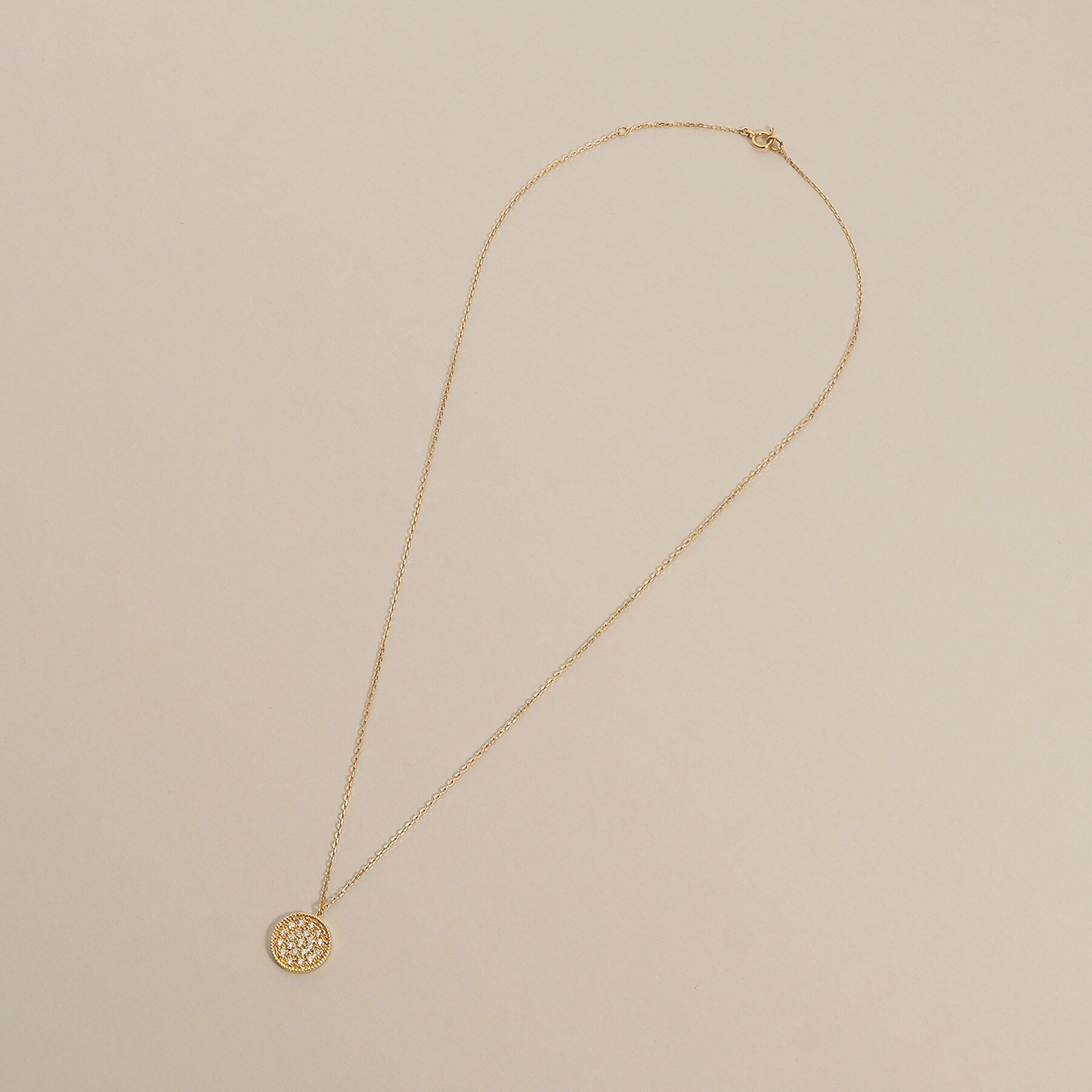 COCOSHNIK「K18ダイヤモンド ミルパヴェネックレス中」|ネックレス|