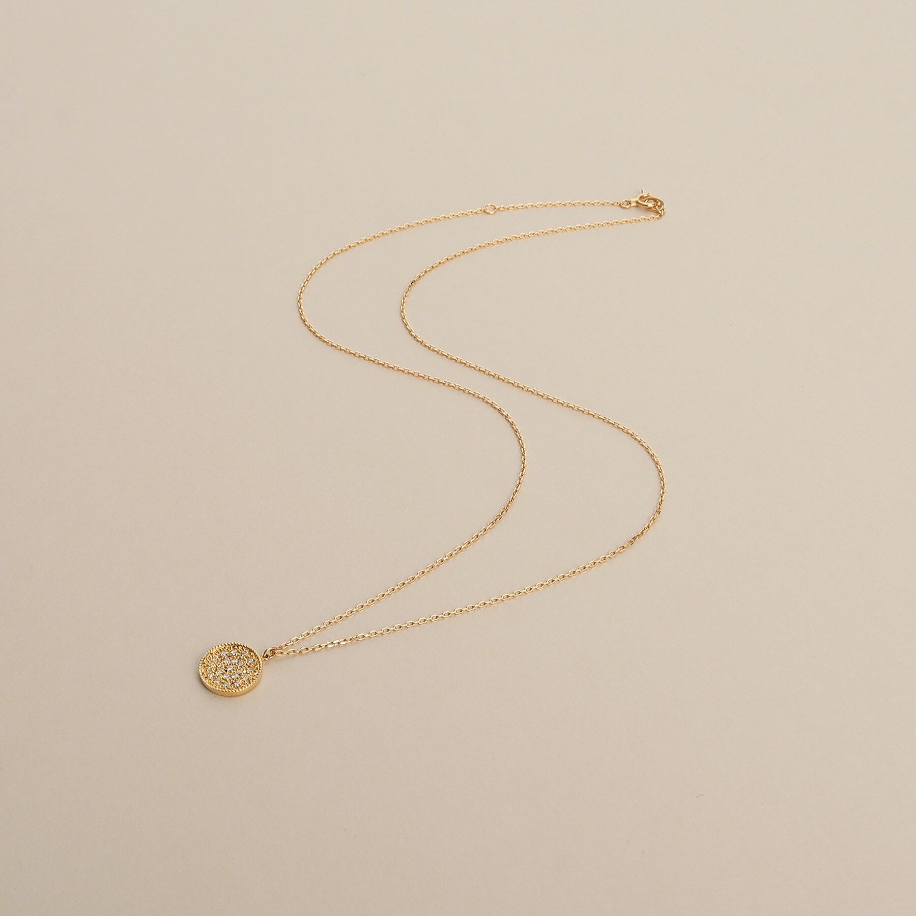 COCOSHNIK「K18ダイヤモンド ミルパヴェネックレス小」|ネックレス|