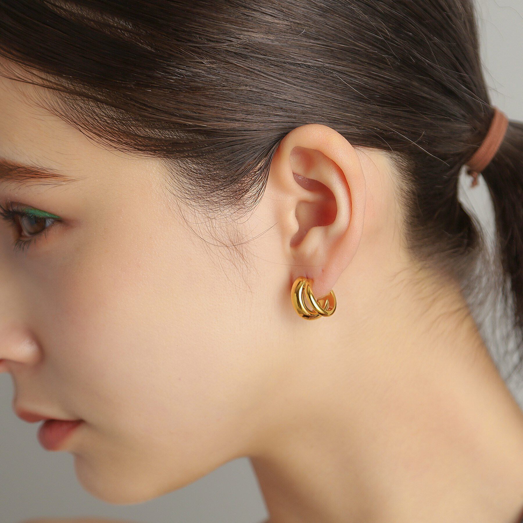 COCOSHNIK ONKITSCH「シルバー スモールフープ ダブルプランプピアス GP」|ピアス|