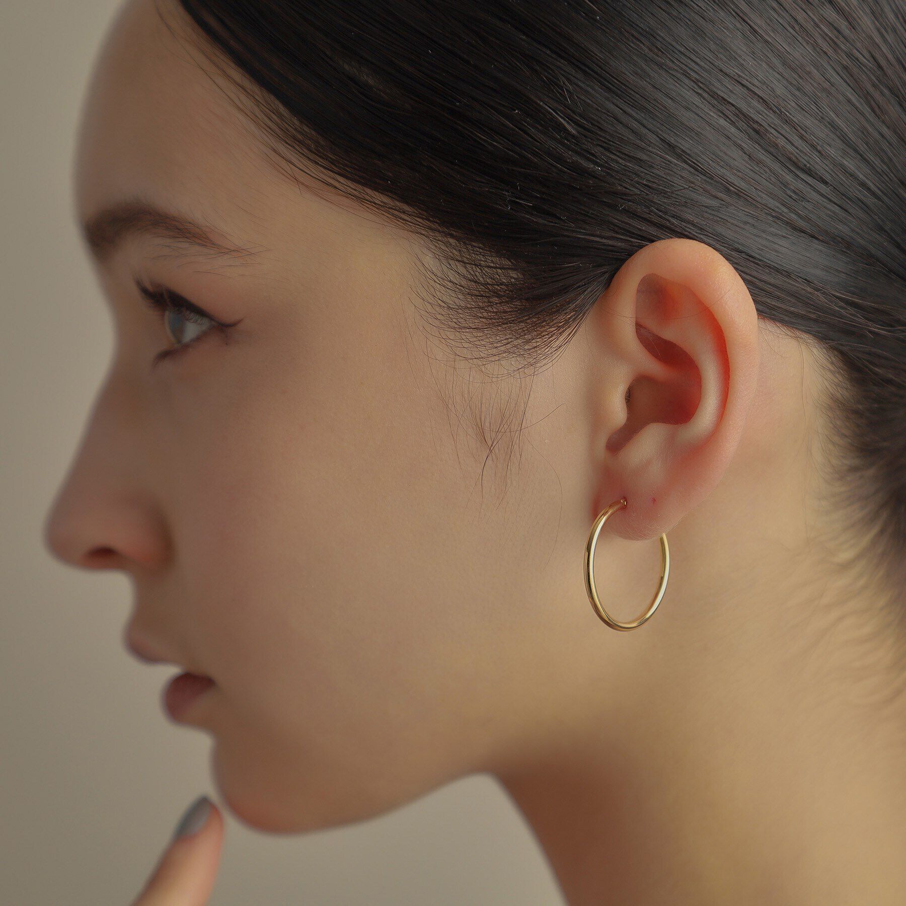 COCOSHNIK「K18中空丸線 フープピアス大」|ピアス|