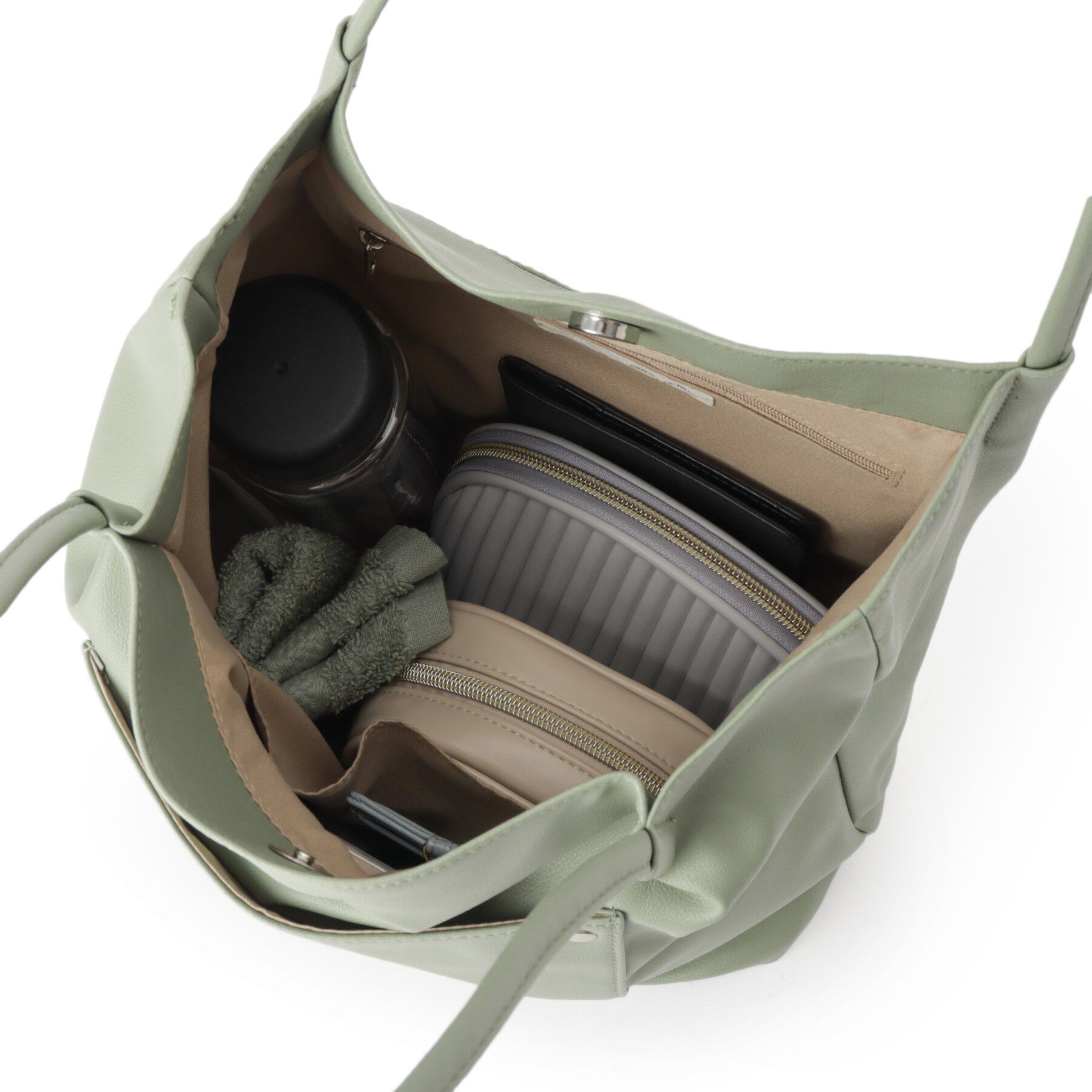 SHOO･LA･RUE「【A4/軽量】多ポケットでらくらく収納 つまみハンドルトートバッグ」|トートバッグ|