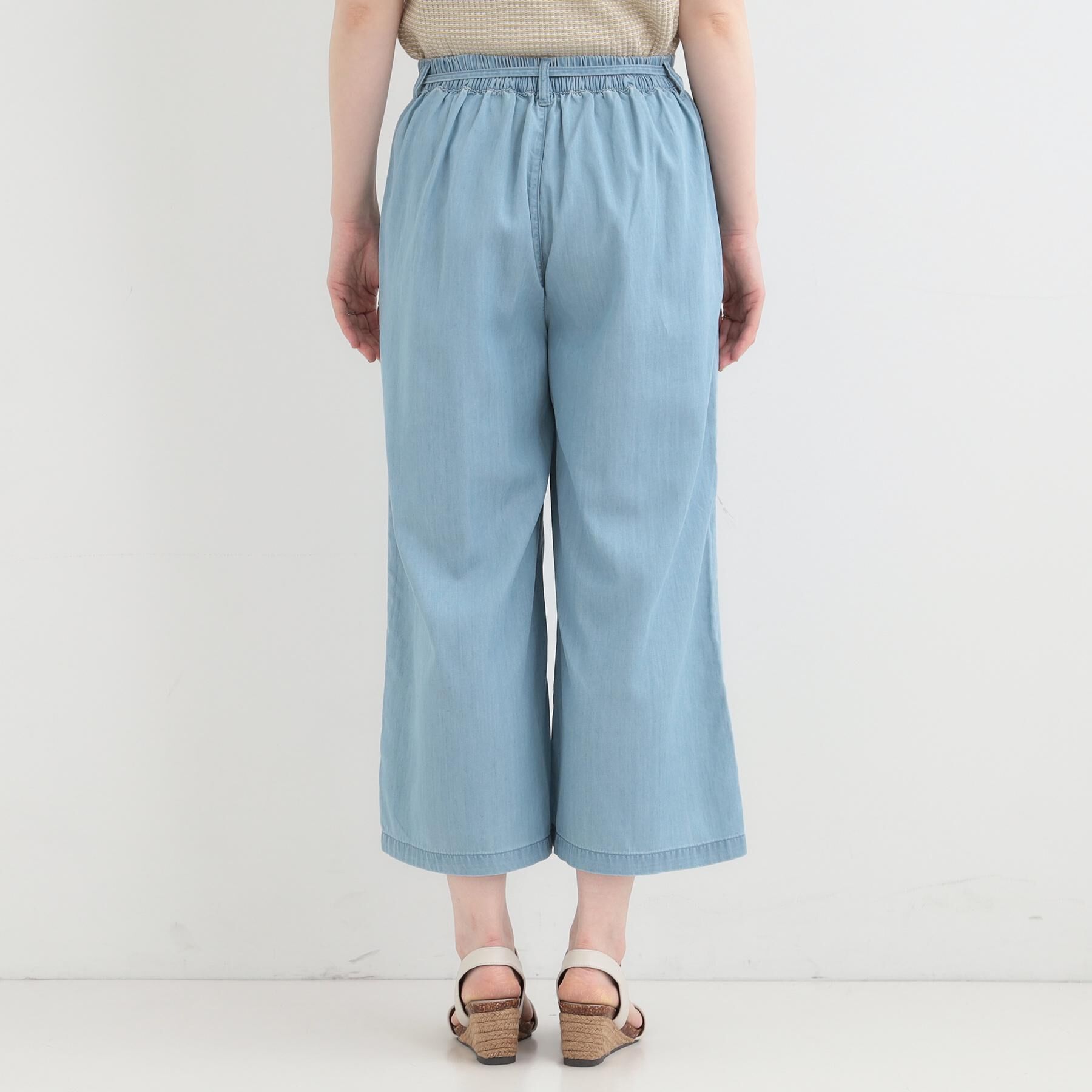 SHOO･LA･RUE「【着丈選べる/ひんやり/S-LL】ウエストリボンがポイント　デニムワイドイージーパンツ」|その他|