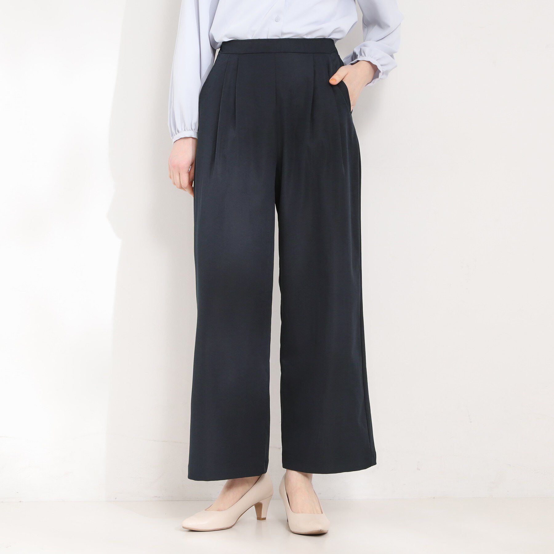 SHOO･LA･RUE「【洗濯機可/S-LL】ツータックでウエスト回りをすっきり見せるワイドパンツ」|その他|