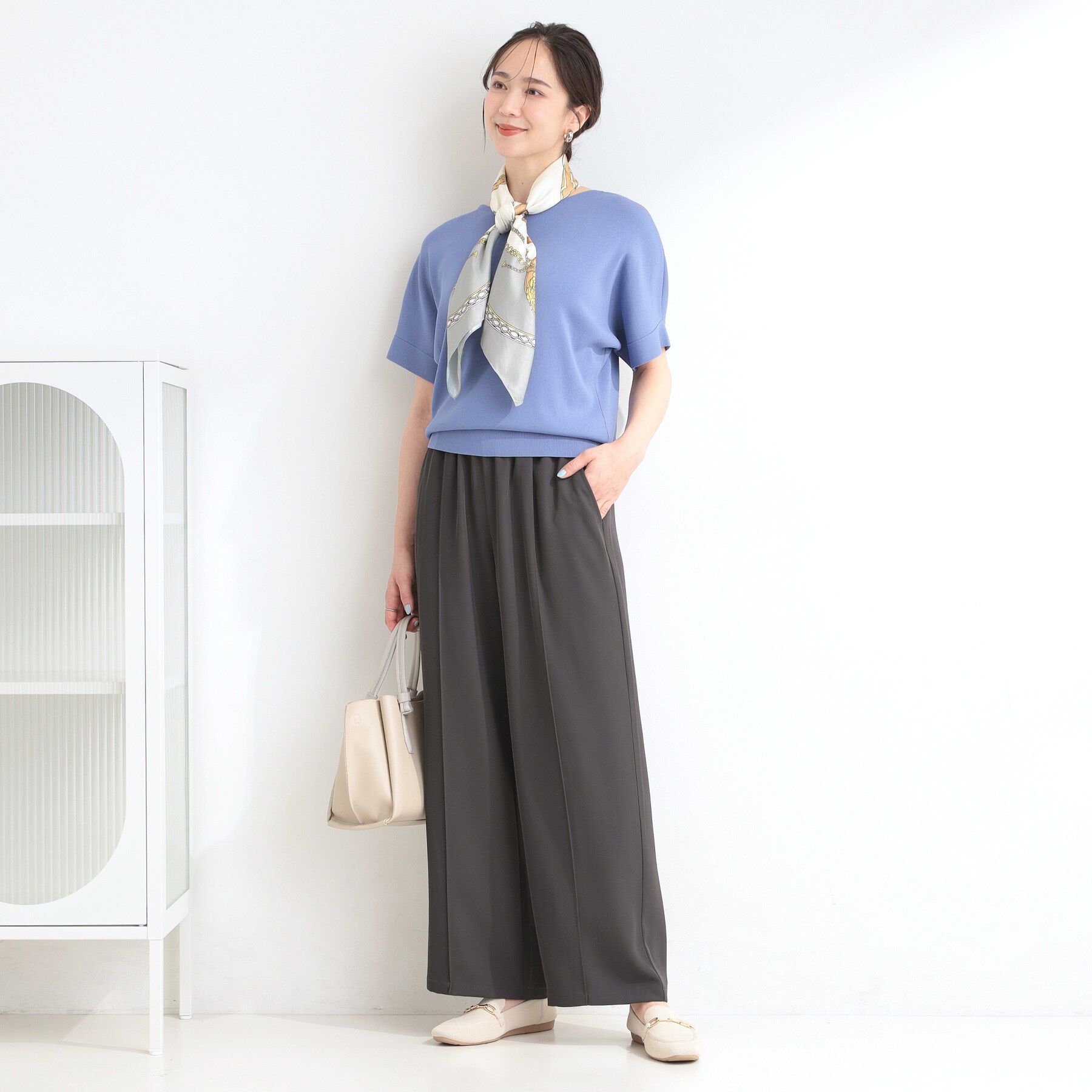 SHOO･LA･RUE「【セットアップ可/ひんやり/UV/S-LL】さらさらぷるん イージーワイドパンツ」|その他|