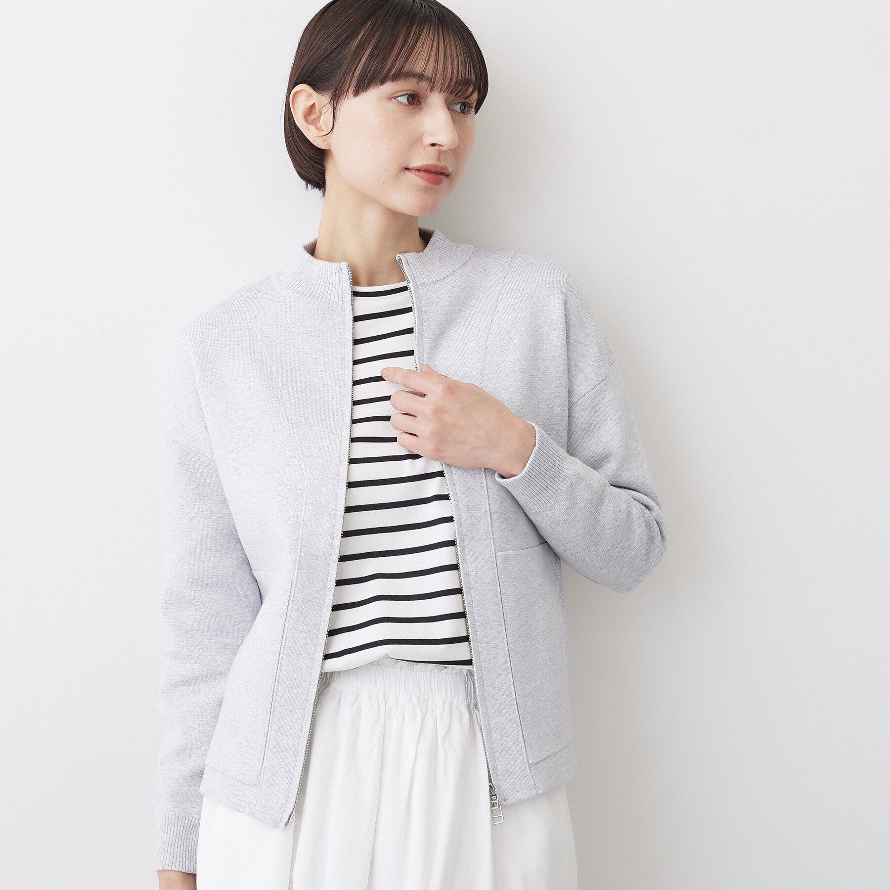 Dessin「【洗える】ジップニットカーディガン」|カーディガン|
