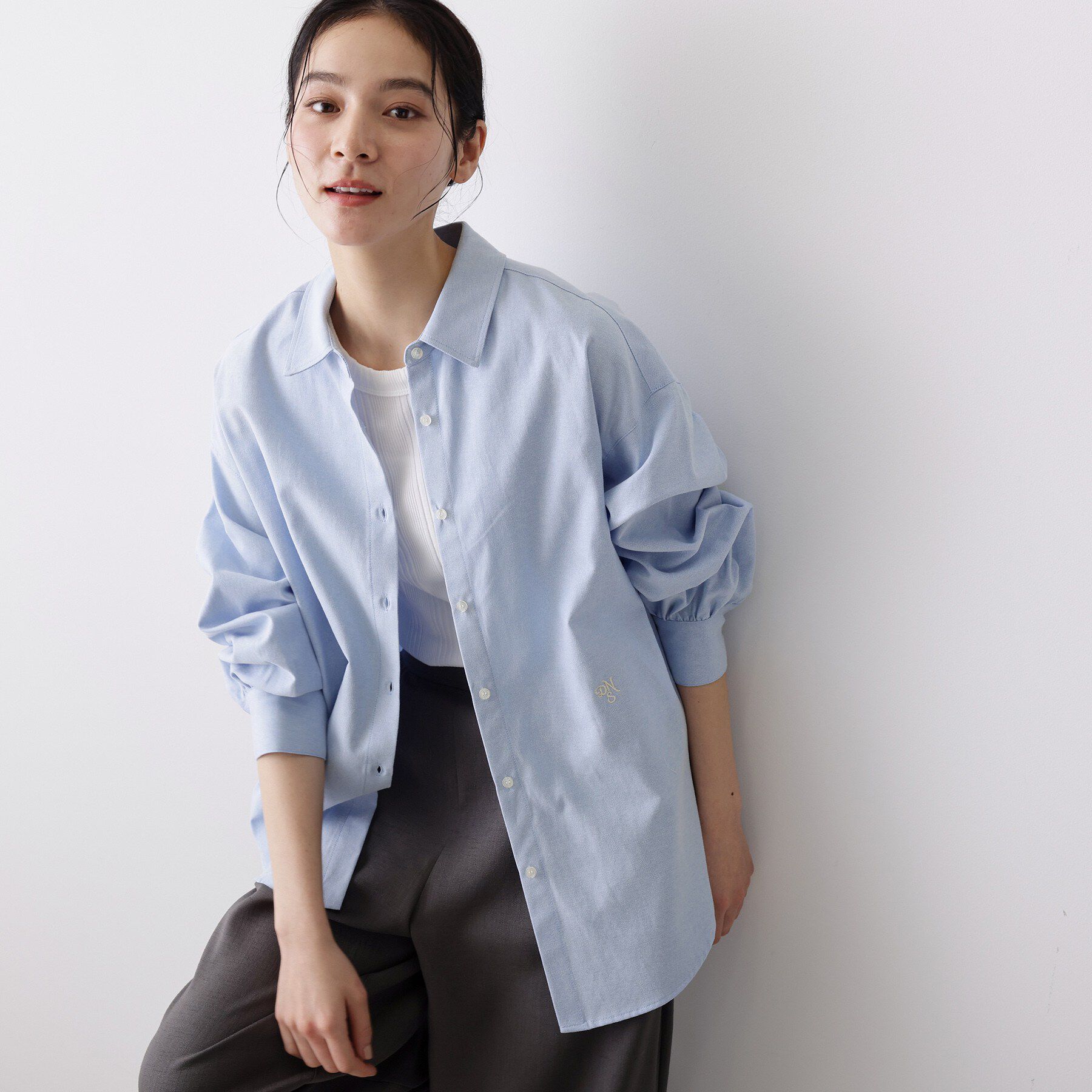 Dessin「【洗える】ベーシックカラーシャツ」|シャツ・ブラウス|サックスブルー(09