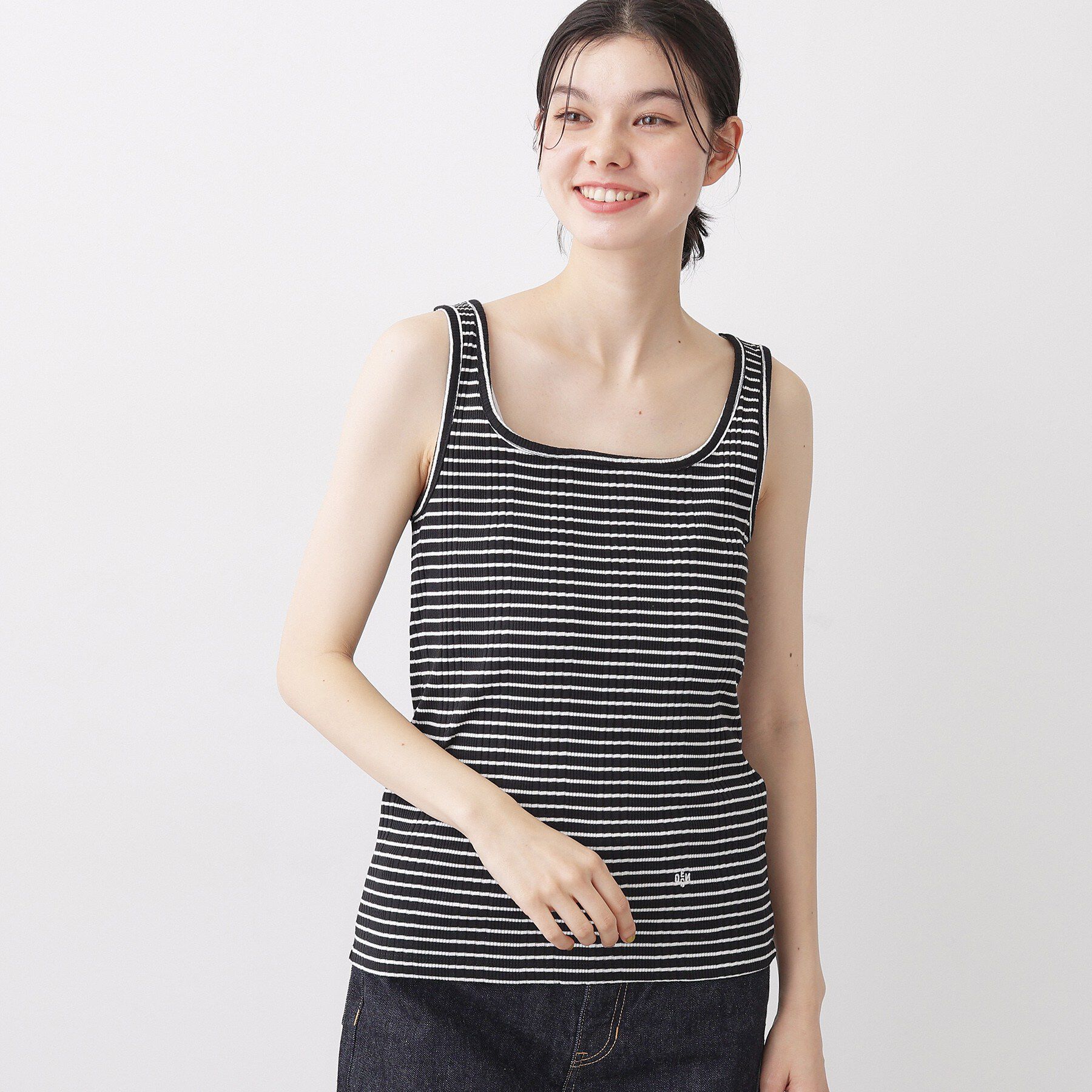 Dessin「【洗える】スクエアネックリブタンクトップ」|キャミソール|ブラック(319)