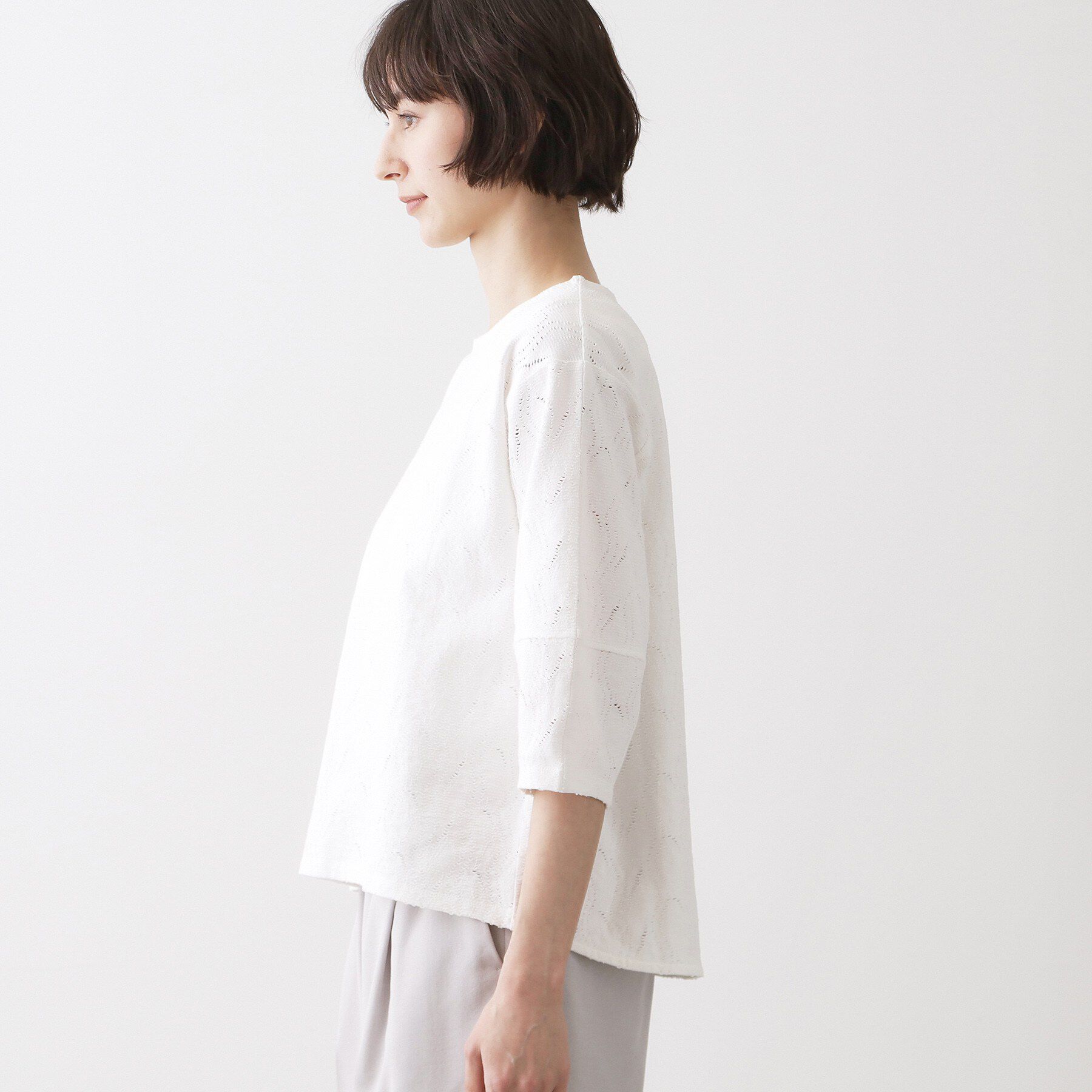 Dessin「【洗える】七分袖レースカットソー」|Tシャツ・カットソー|