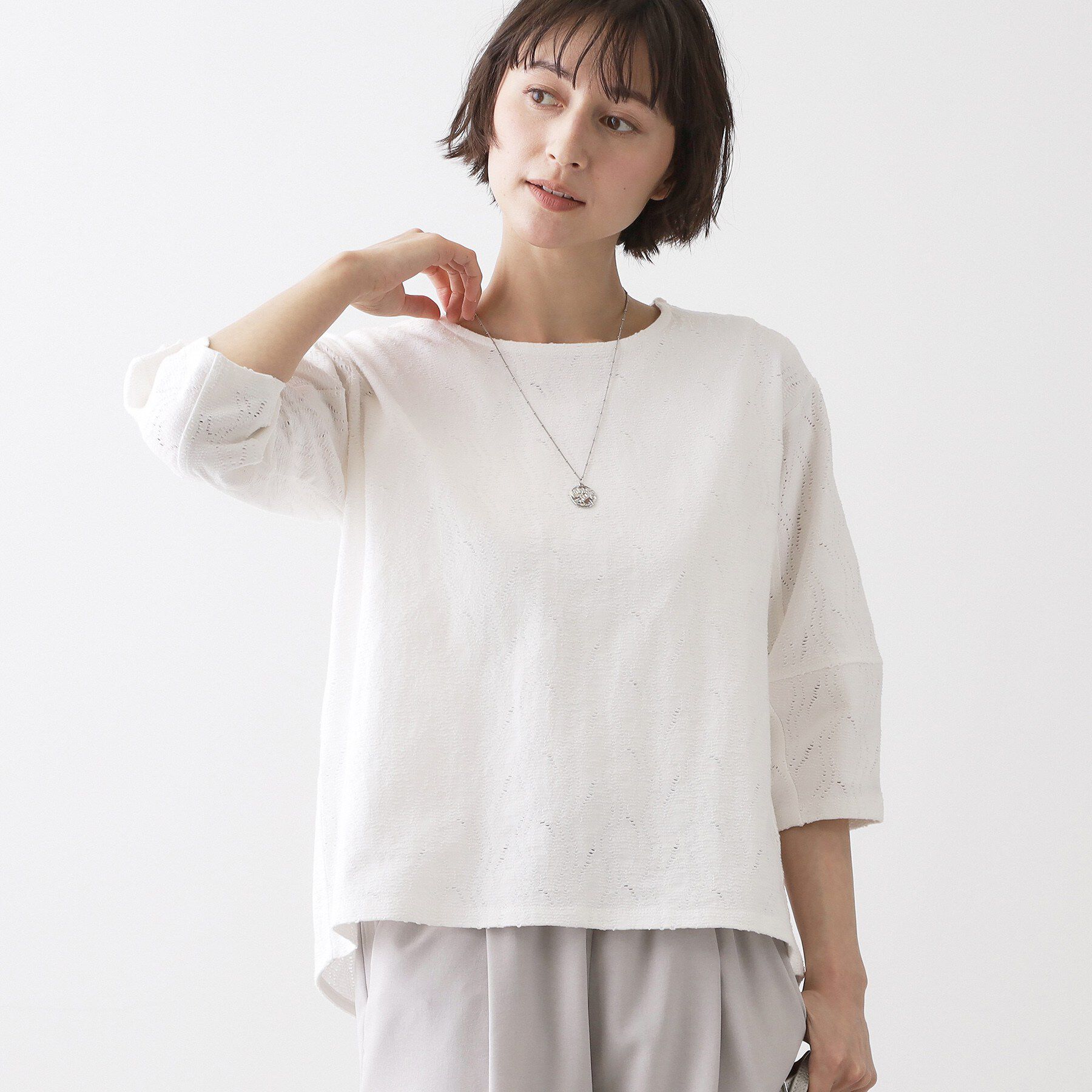 Dessin「【洗える】七分袖レースカットソー」|Tシャツ・カットソー|