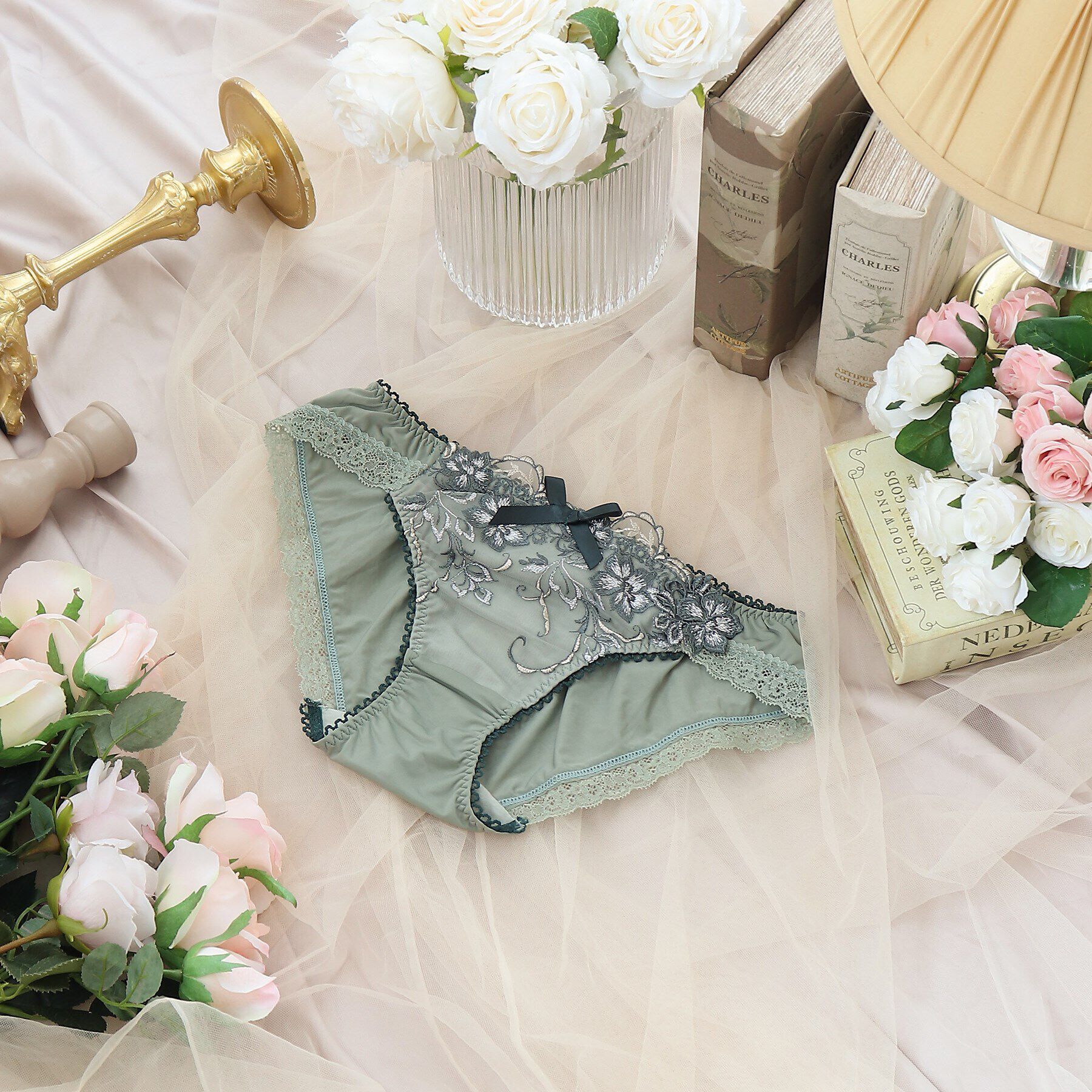 Risa Magli「マリカ ノーマルショーツ」|インナー|グリーン(022)