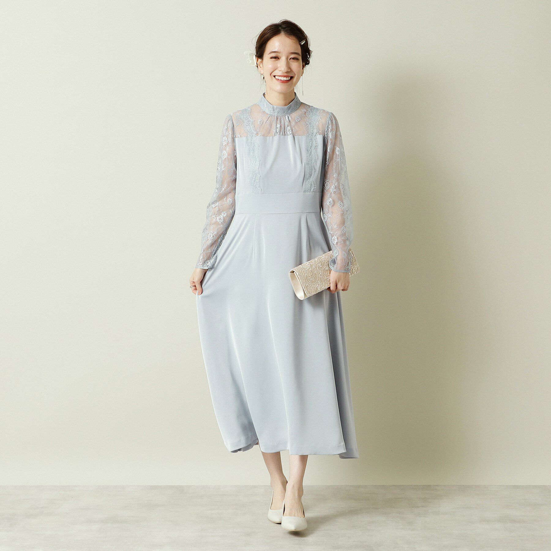 ITS&rsquo;DEMO「【結婚式・パーティに】サテン&times;レースワンピース＜ドレスコレクション＞」|ワンピース|