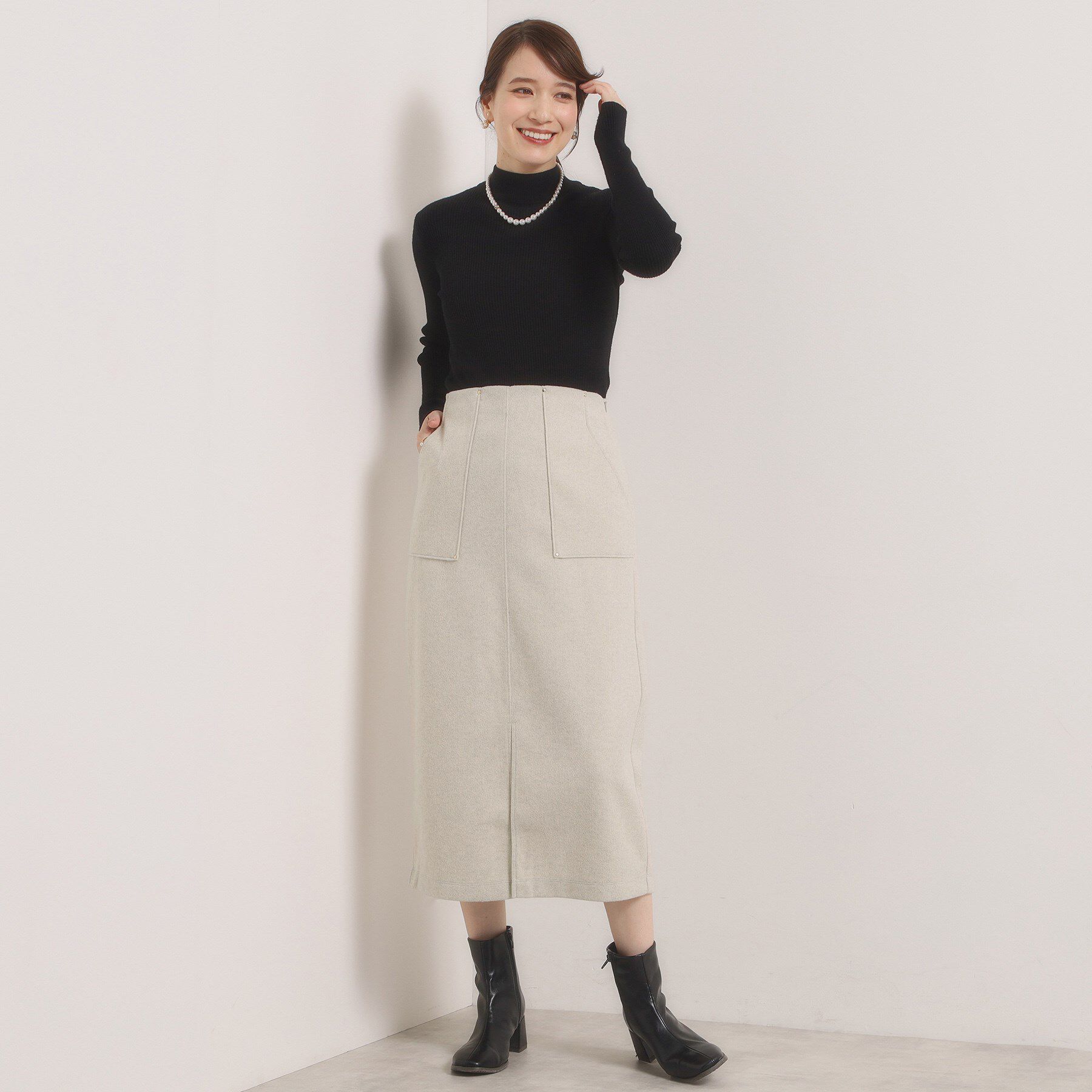 ITS&rsquo;DEMO「【洗濯機OK】カットメルトンタイトスカート」|スカート|