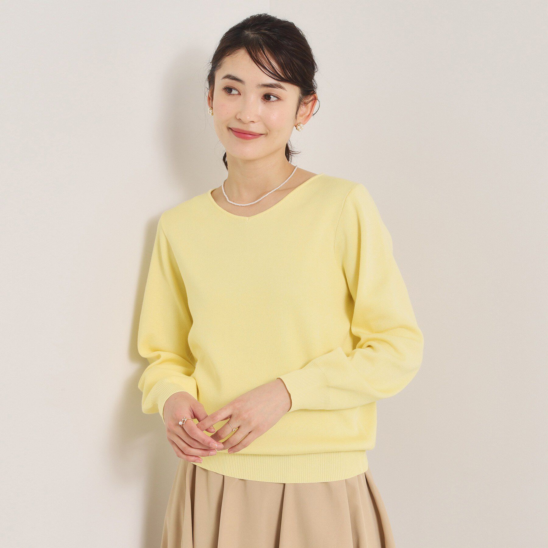 ITS&rsquo;DEMO「【洗濯機OK】花粉防止Vネックニット」|ニット・セーター|