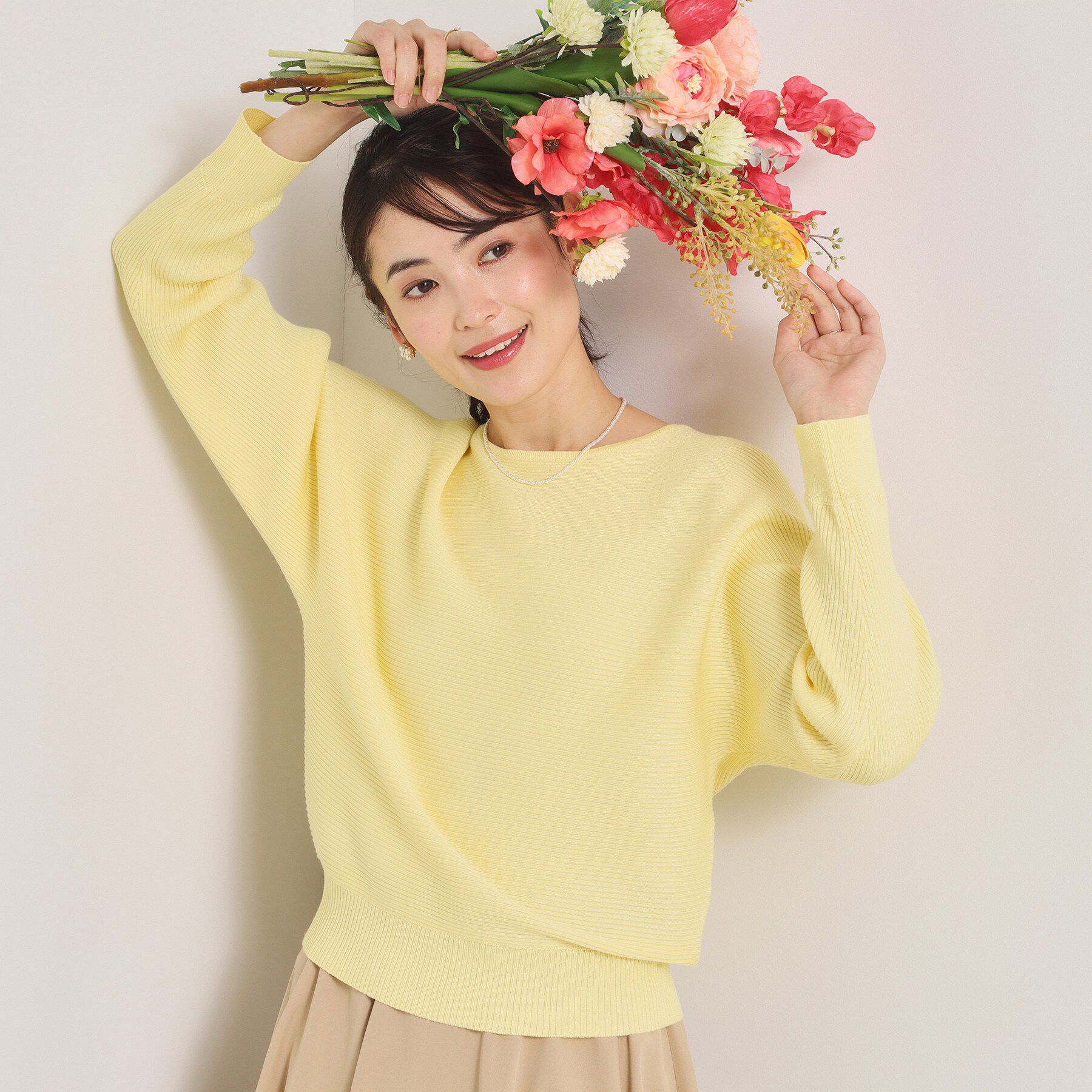 ITS&rsquo;DEMO「【洗濯機OK】花粉防止リブドルマンニット」|ニット・セーター|ライトイエロー(03