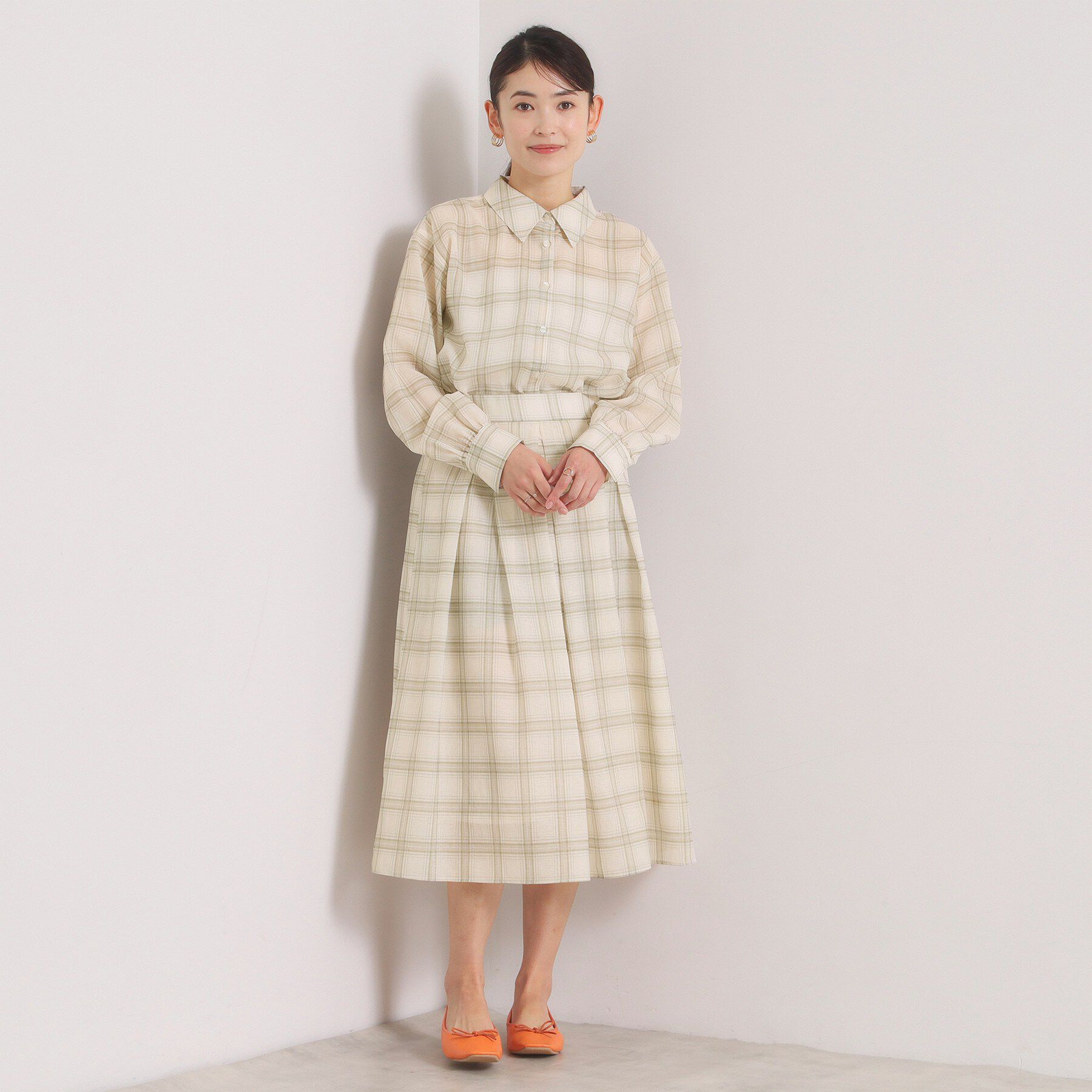 ITS&rsquo;DEMO「【セットアップ可／手洗い可】シアーチェックシャツ」|シャツ・ブラウス|