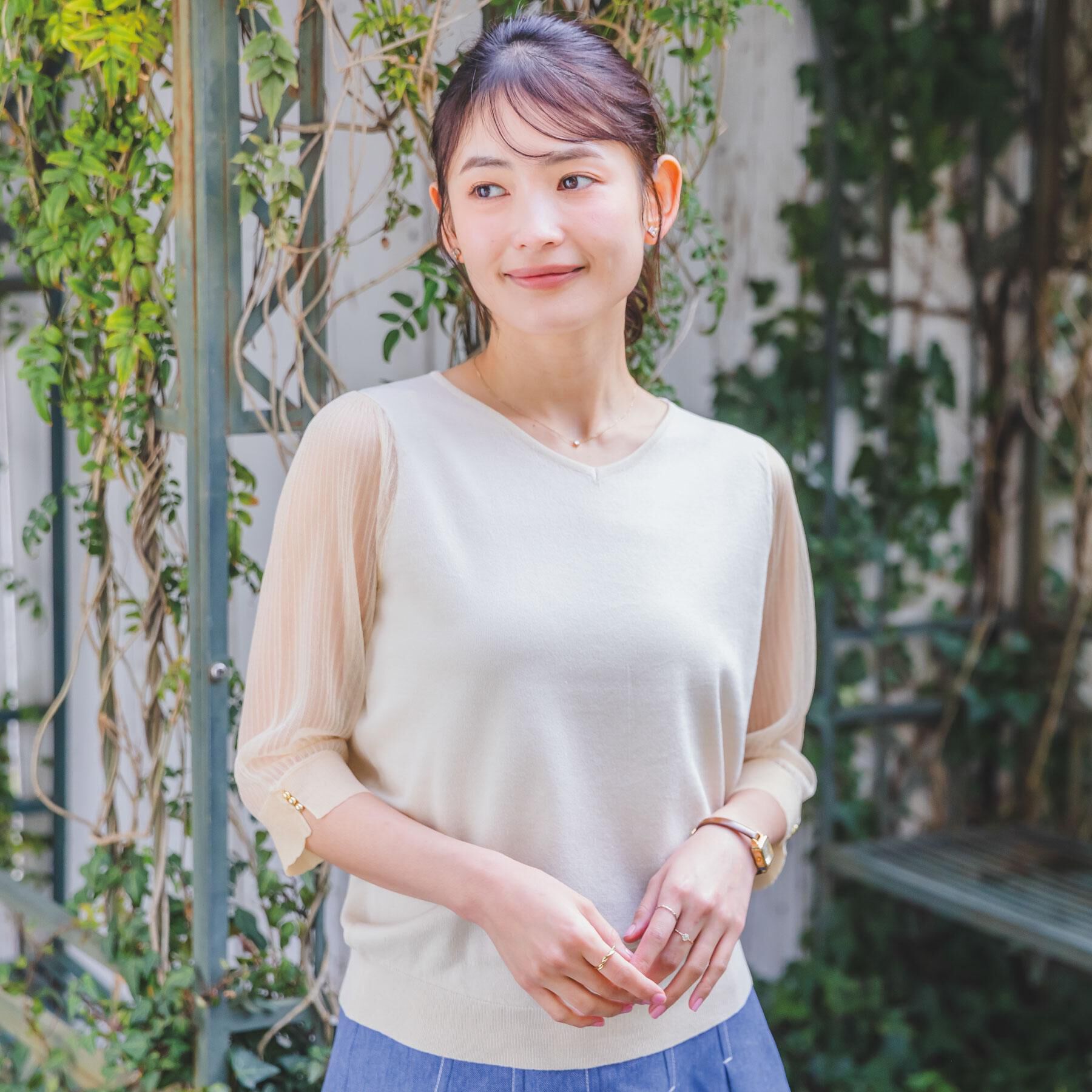 ITS&rsquo;DEMO「【手洗い可】袖シアーニット」|ニット・セーター|