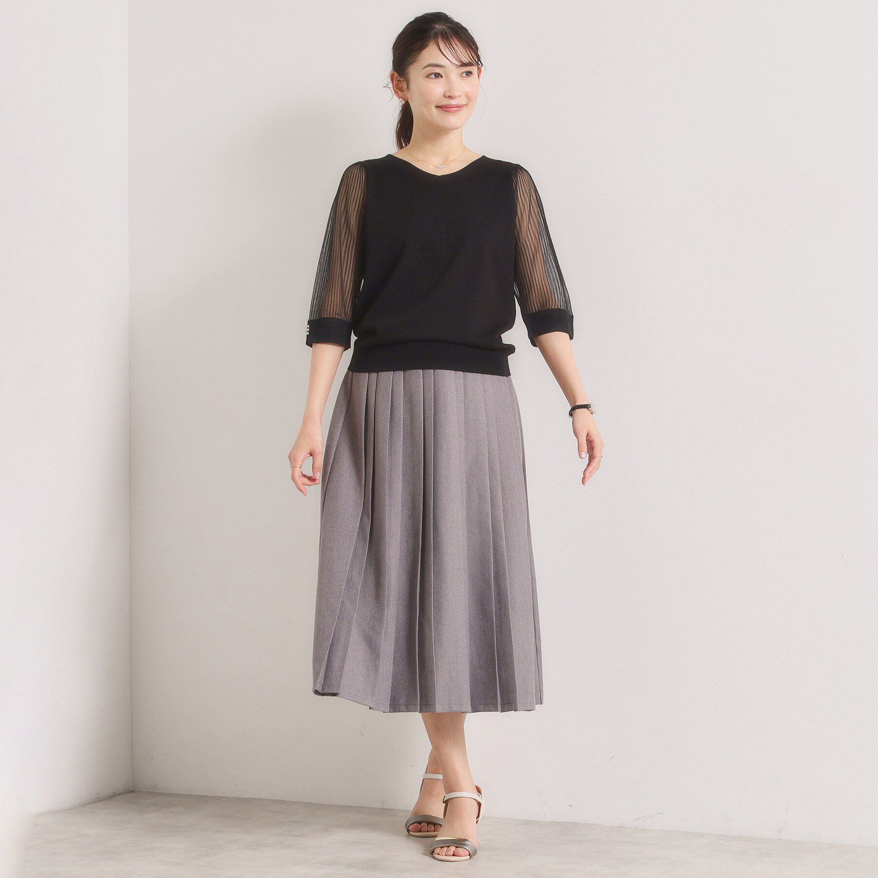 ITS&rsquo;DEMO「【手洗い可】袖シアーニット」|ニット・セーター|