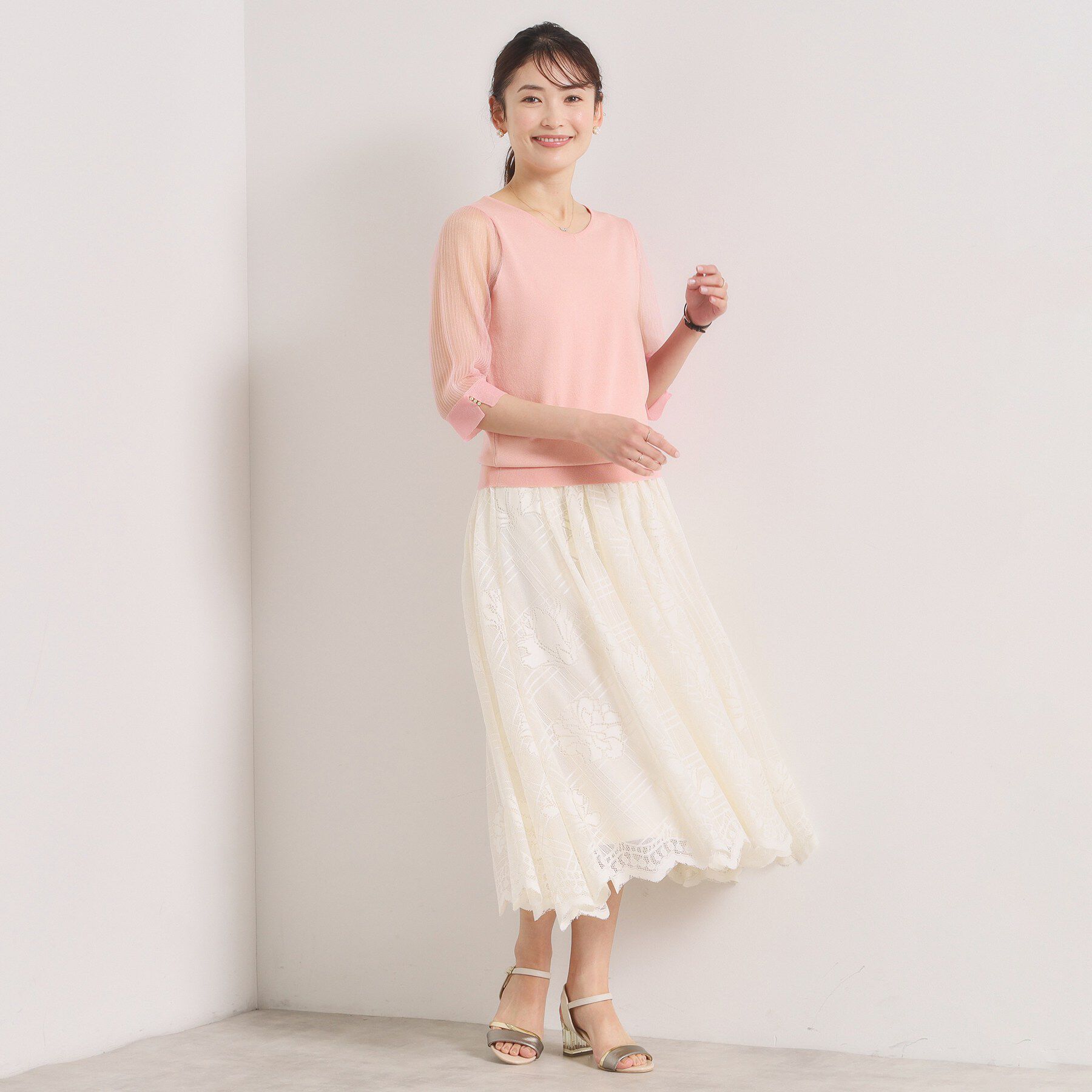 ITS&rsquo;DEMO「【手洗い可】袖シアーニット」|ニット・セーター|