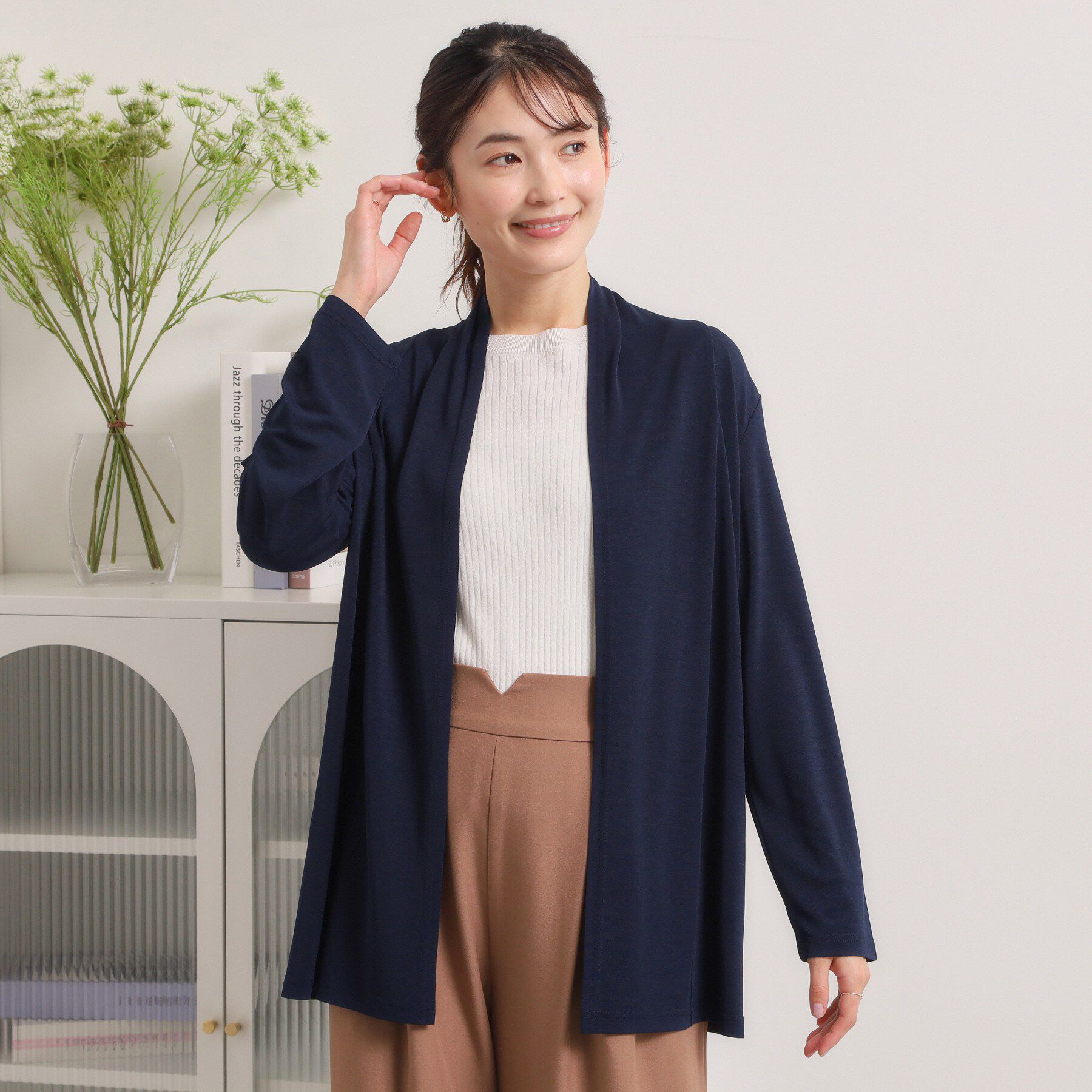 ITS&rsquo;DEMO「【UVカット／洗濯機OK】着流しカーディガン」|カーディガン|ネイビー(094)
