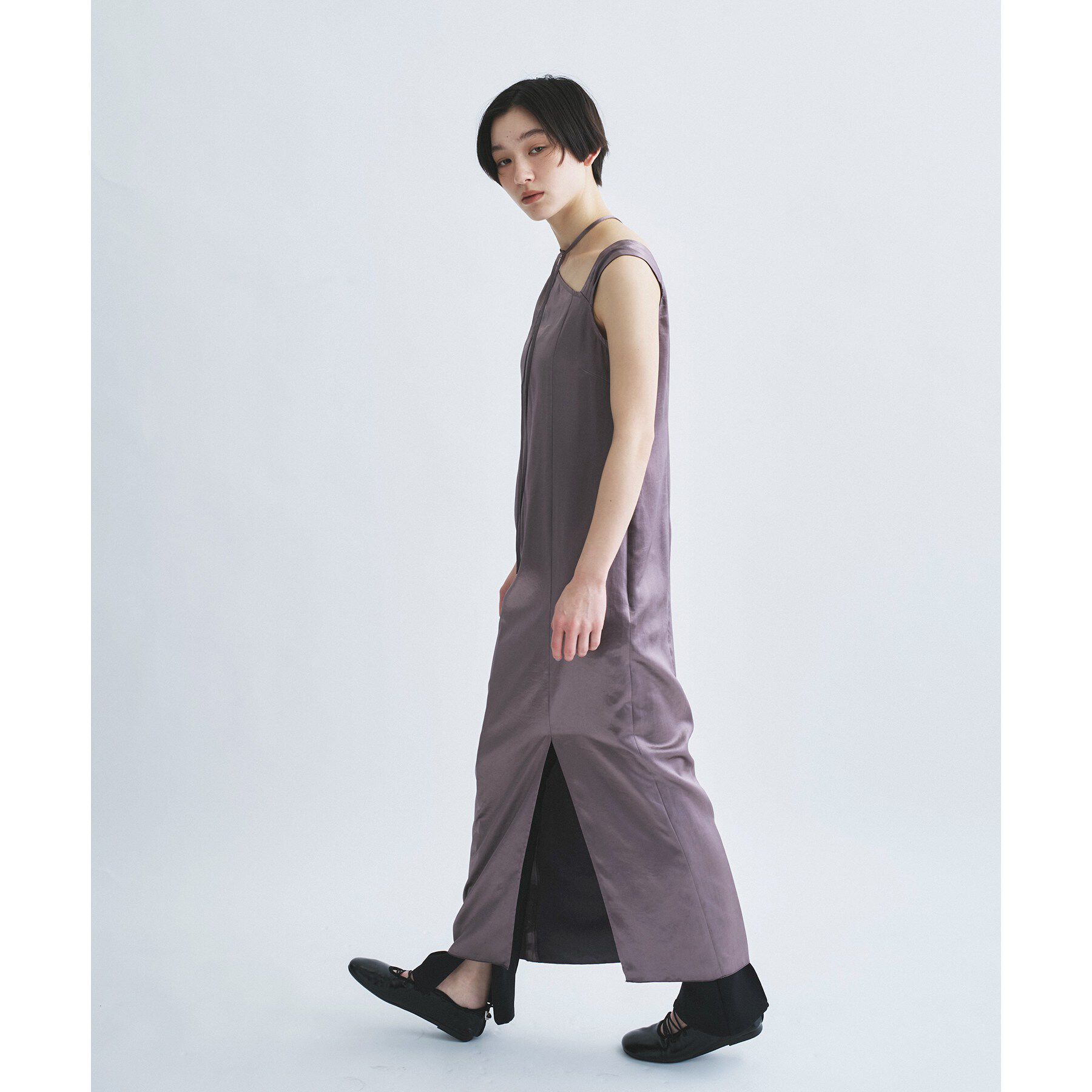 CODE A「satin neck slit dress」|ワンピース|